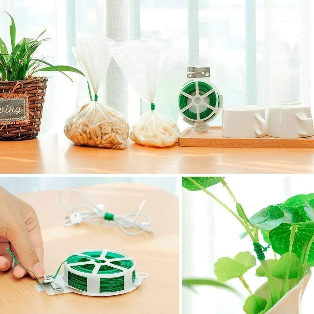 50M Garden Twistee Tie, 164Ft Plant Twist Wire with Dispenser and Cutter for Gardening, Tomato, Vines, Shrubs and Flowers, Great for Organising, DIY Craft Projects (Garden Wire, 50 Metres) image number 1