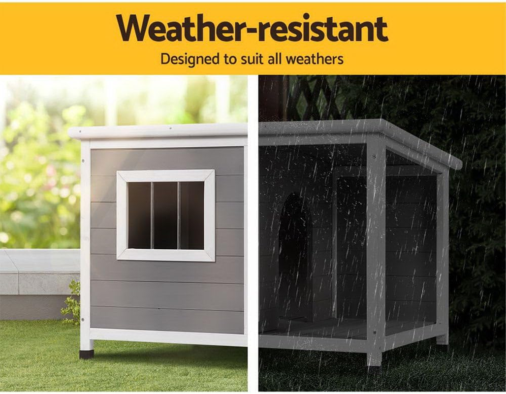 I.Pet Dog Kennel House, Large Kennels Portable Wooden Pet Puppy Houses Crate Cabin Outdoor Indoor Garden Pets Furniture, Uv-Resistant Durable Heavy Duty Grey image number 6