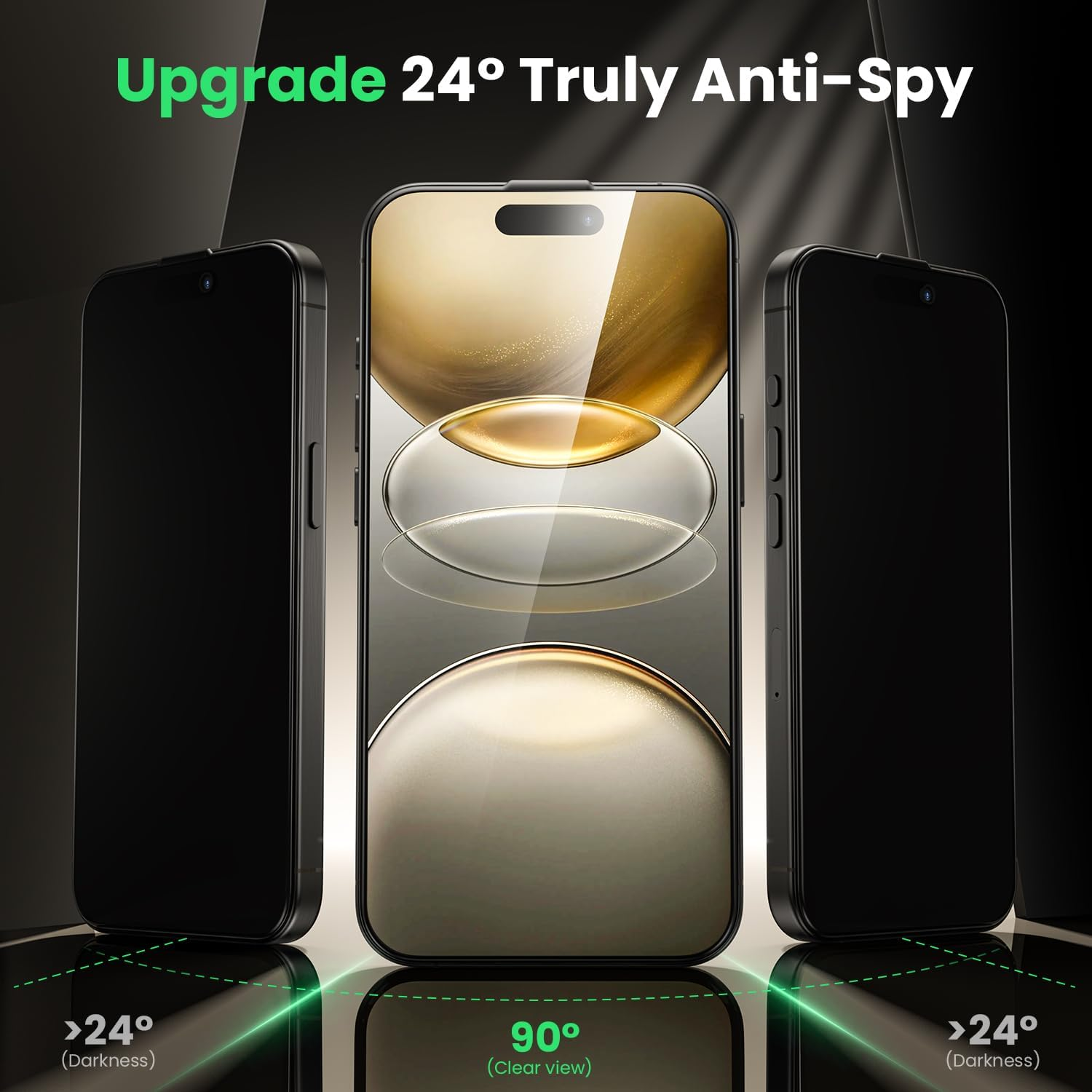 WSKEN for Iphone 16 Pro Max Privacy Screen Protector - [24&deg;Anti Spy ][Auto Dust-Elimination]Anti Glare Full Coverage Tempered Glass 9H Hardness Easy Installation,Bubble Free,Anti Fingerprint,2 Pack image number 5
