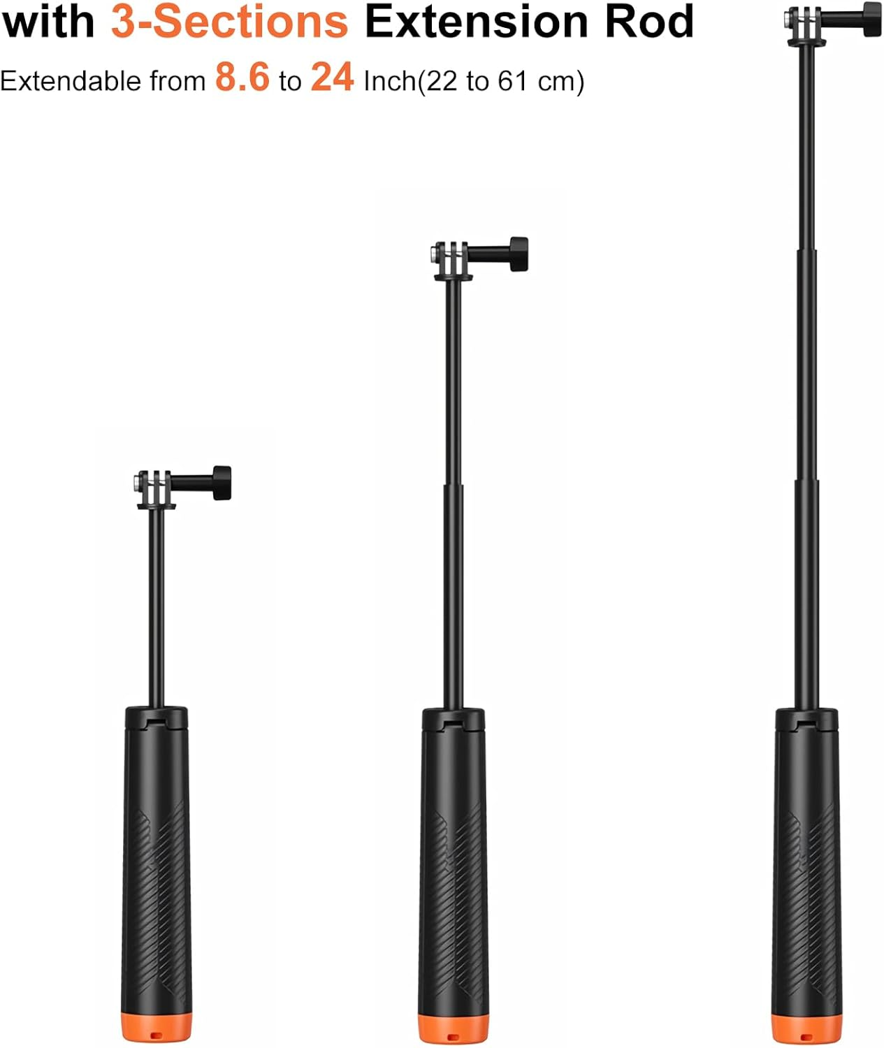 Floating Handle Selfie Stick Tripod, Waterproof Telescopic Hand Grip/Monopod for Go Pro Hero 13/12/11/10/9, DJI Osmo Action 5 Pro/4, Insta360 Ace Pro, AKASO EK7000 and Other Action Cameras image number 5