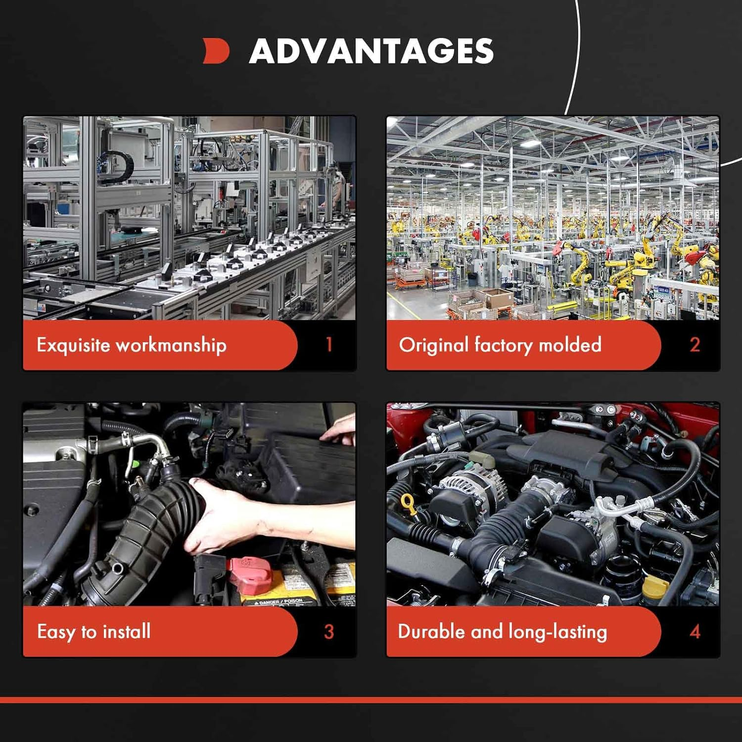 A-Premium Engine Air Intake Hose Tube [Fits DOHC, 4Cyl 2.5L] Compatible with Acura TSX 2004-2005, Air Cleaner to Engine, Replace# 17228RBB000, 06172RBB305 image number 6