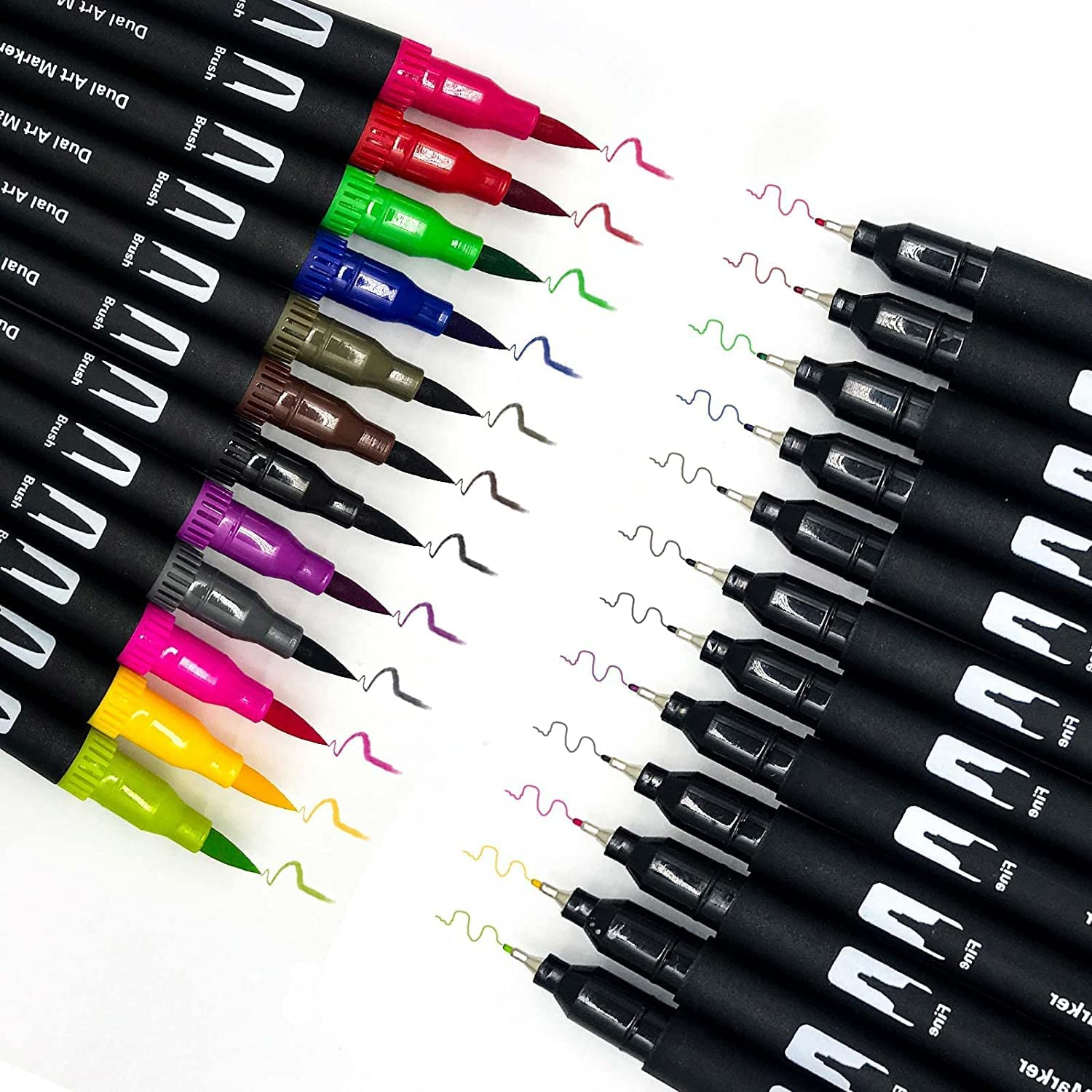 ZDY Dual Brush Pen Art Markers,12 Colored Highlighter Pen Brush and Fine Tip Markers for Kids Adult Coloring Books Bullet Journals Planners, Note Taking Coloring Writing, DIY Card Making image number 4