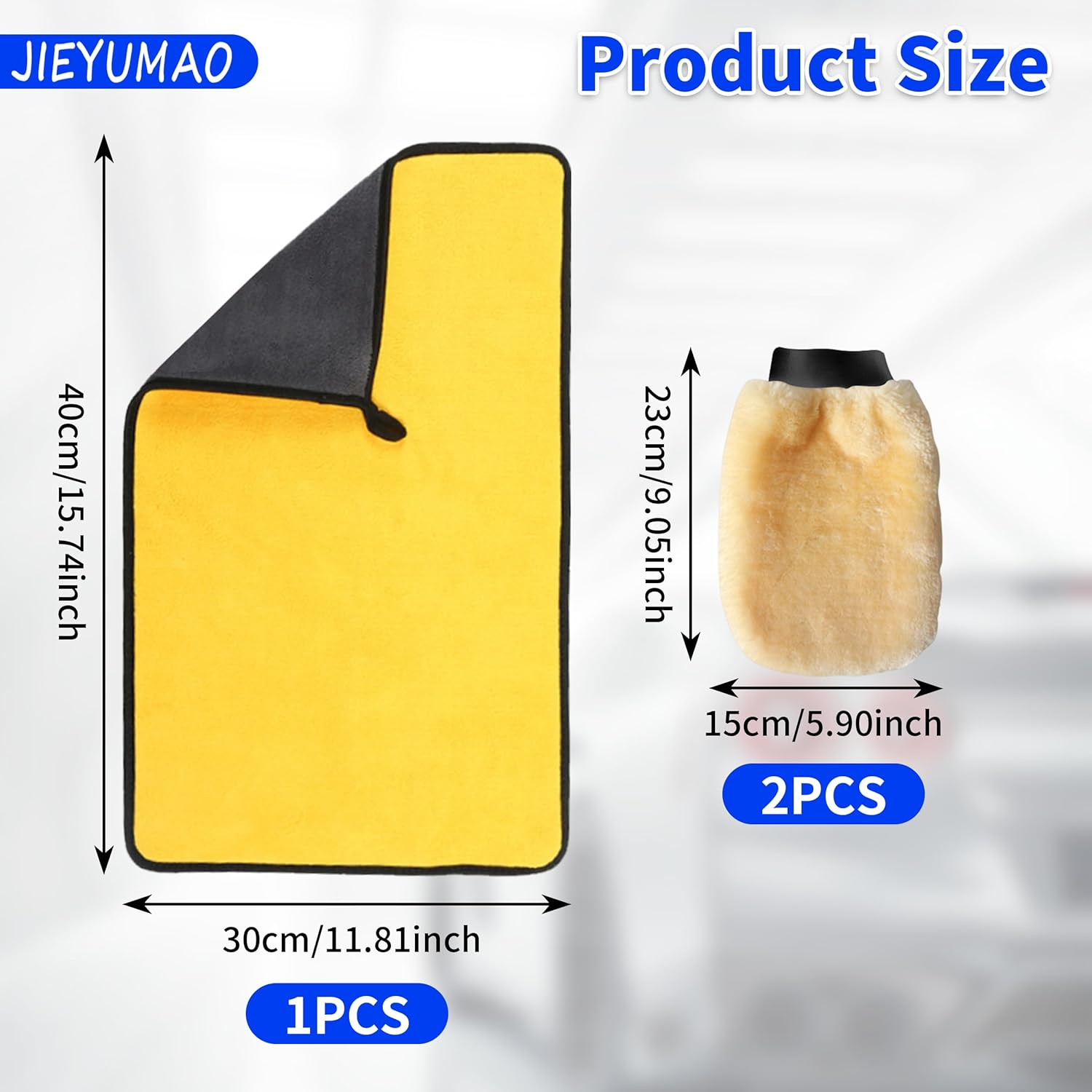 Car Wash Mitt, 2 Pack Car Wash Glove with Cleaning Cloth, 2 Colors Double Sided Glove for Car Cleaning, Microfiber Wash Mitt Scratch-Free Car Wash Mitt for Cars Truck SUV image number 6