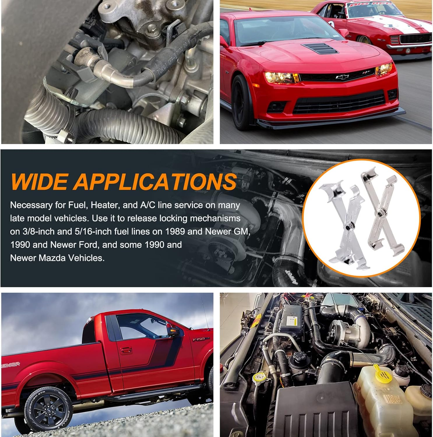 2Pcs Fuel Line Disconnect Scissor Tool Transmission Line Disconnect Tool Fuel Filter Tool for Quick Disconnection Auto Fuel A/C Line Vehicles 3/8&rdquo; 5/16&rdquo; and 3/8&rdquo; 5/8&rdquo; 1/2&rdquo; 3/4&rdquo; image number 1