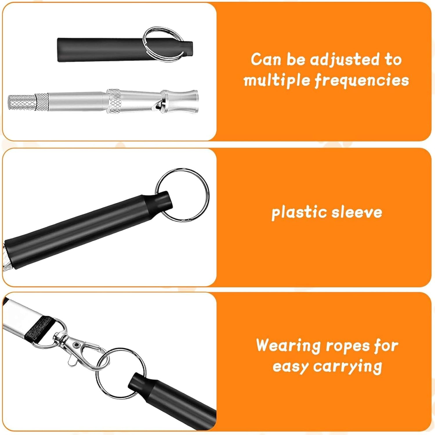 2 Pcs Silent Dog Recall Whistle - High Frequency Ultrasonic Training Whistle, Adjustable Ultrasonic Frequencies for Dog Training and Behavior Aid with Lanyard (Black-White) image number 1