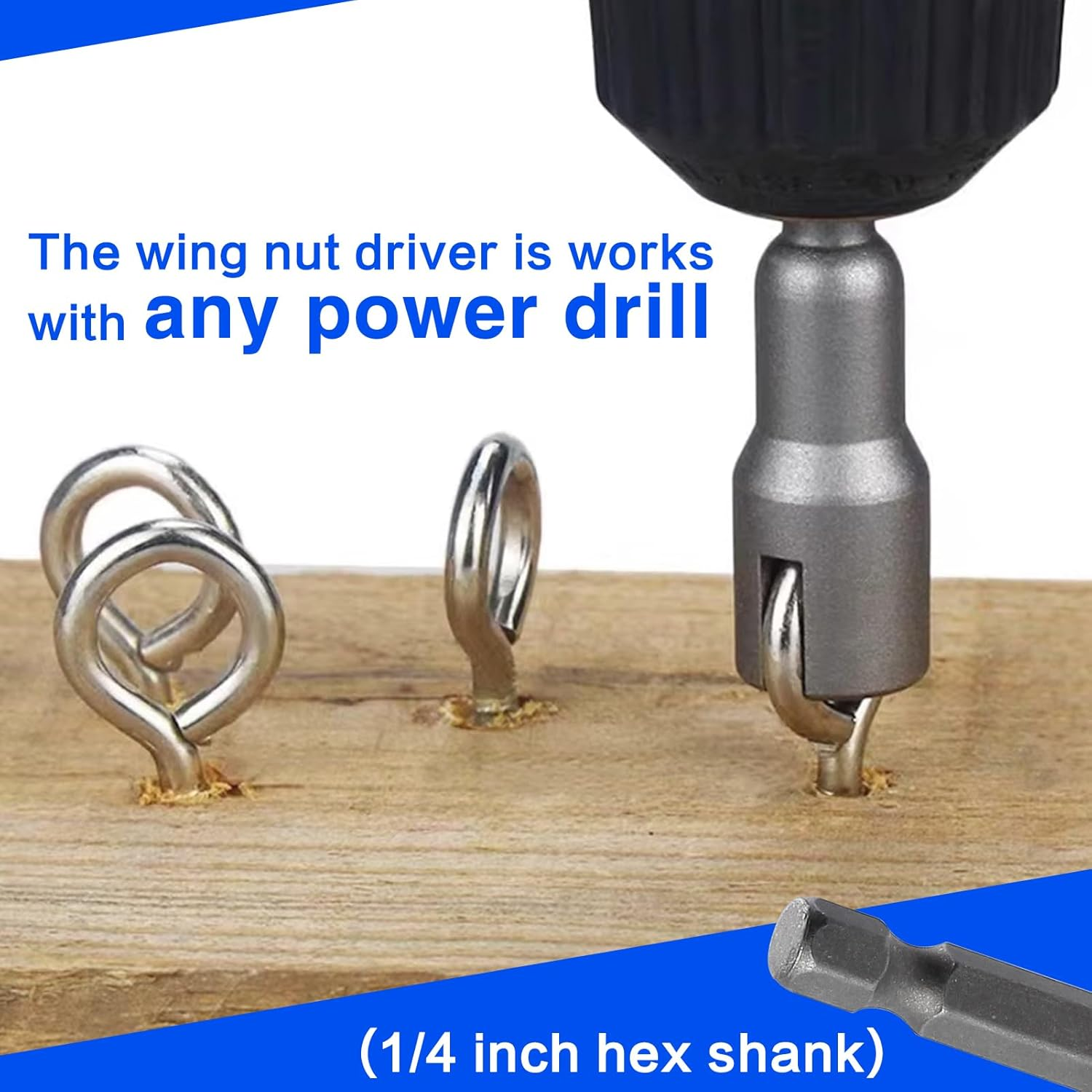 SPEEDWOX 2PCS Power Wing Nut Driver Set 1/4 Inch Hex Shank Steel Drills Bits Wing Nuts Drill Bit Socket Wrenches Tools Slot Set for Panel Nuts C Hook Bolts Eye Screws Q-Hanger image number 1