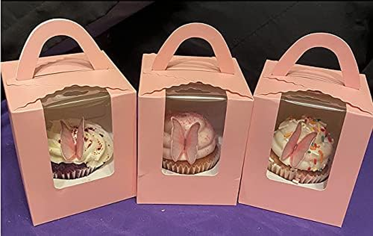 Edible Wafer Paper Butterflies Set of 48 Pink Cake Decorations, Cupcake Topper image number 2