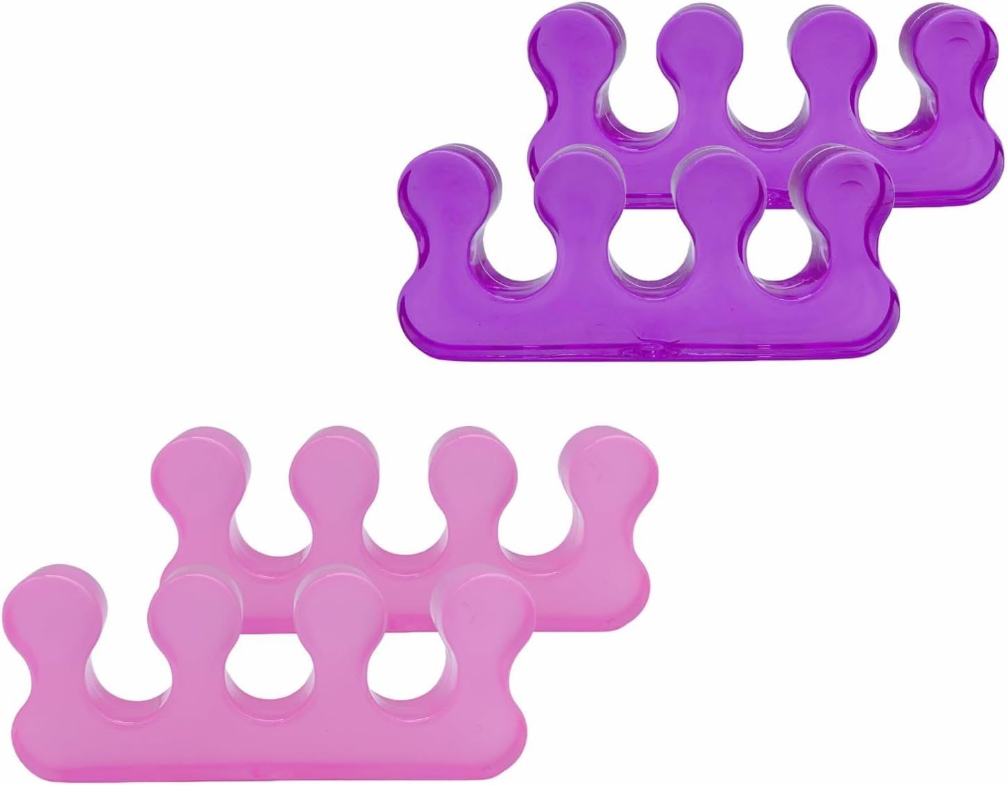 YUESUO Gel Toe Separator for Nail Painting, Pedicure, Foot Correction, Comfortable Thick Elastic Toenail Separator for Both Men and Women&mdash;2 Pairs of Spacers (Pink+Purple)