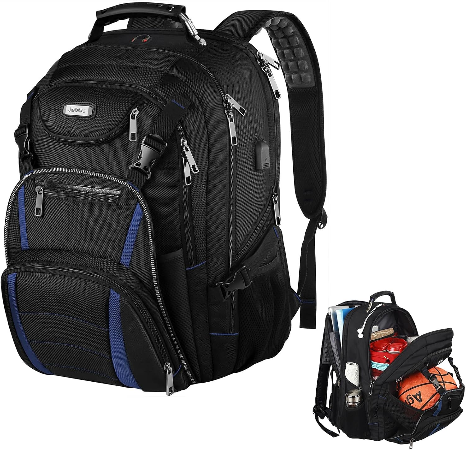 Travel Laptop Backpack, Extra Large Bookbag for Men Women,Basketball Backpack with USB Charging Port RFID anti Theft TSA Approved,College Student Bag Fits 17 Inch Computer Notebook