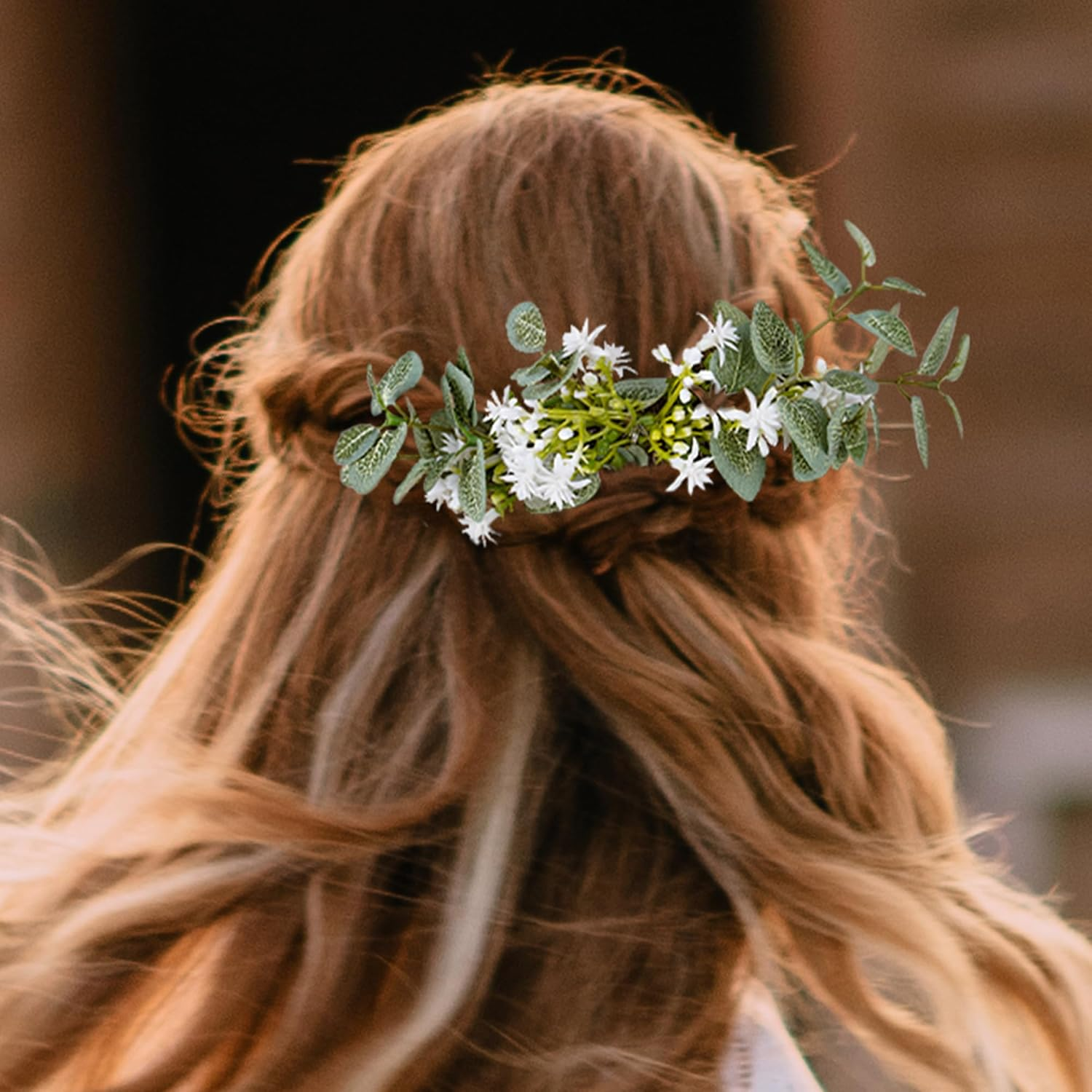 Partyforu Handmade Green Flower Hair Combs for Women, Forest Flower Combs for Boho Hair Combs for Wedding, Bridal Shower, Maternity, Hen Party, Engagement image number 2