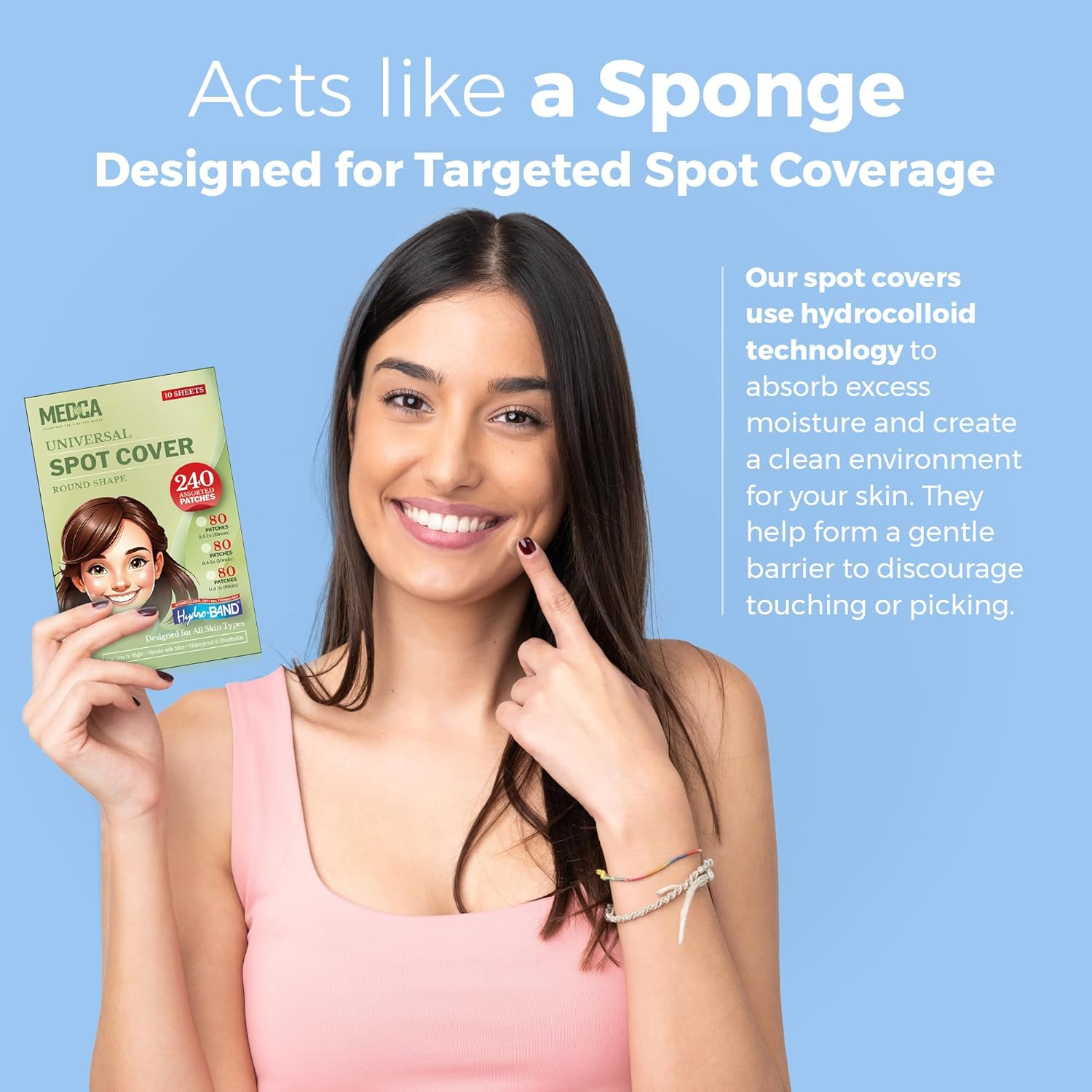 Invisible Spot Cover &ndash; Absorbing Cover, Hydrocolloid Covers, Facial Stickers &ndash; Clear Adhesive Patches in 3 Sizes (240 Count) image number 2