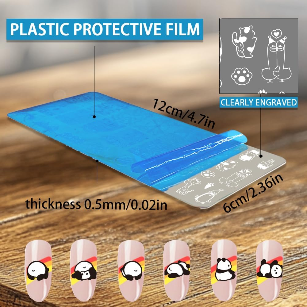 Beinkmake 3Pcs Cute Animals Nail Stamping Plate Leopard Print Nail Stamping Templates Art Stamp Plates DIY Reusable Stainless Steel Tools for Manicure Printing image number 2