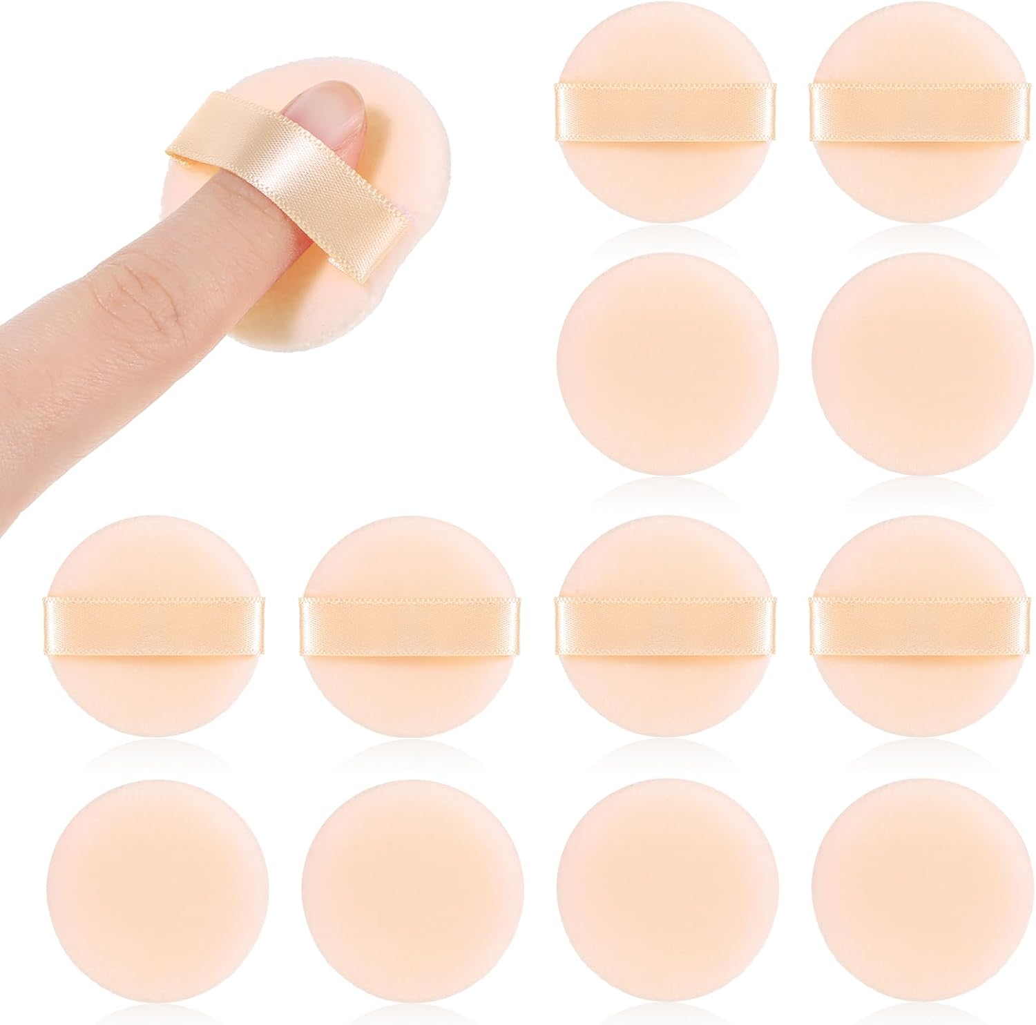12 PCS Small Powder Puff Mini, Makeup Powder Puff Skin Color Soft Small Powders Puffs 1.5 Inches Powders Pact Microfiber Makeup Sponges Finger-Sized Makeuppuff for Women