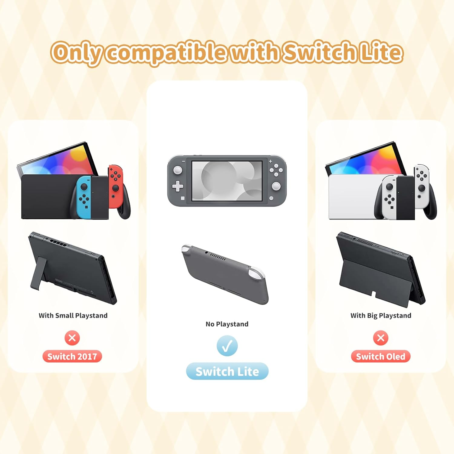 Kuitmor Protective Case for Switch Lite,Kawaii Switch Cover Case,Anti-Scratch Soft Silicone Protective Shell for Switch Lite 2019 with 2 Thumb Grip Caps - BDG image number 1