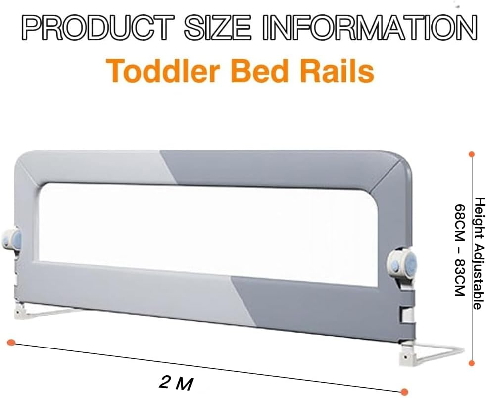 HJB VISSO Foldable Toddler Bed Rails,Safety Baby Bed Rails Guard, Bed Fence Protector Rail, Adjustable Heights Kid Bed Guard Rail for Twin Queen King Full Size Beds (2 M) image number 6