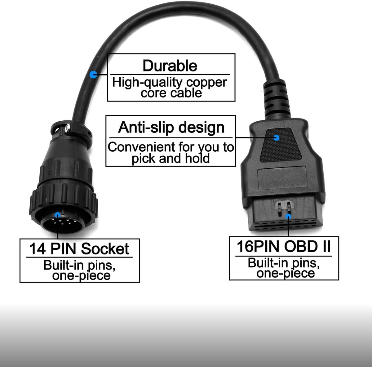 14 Pin to 16 Pin OBD2 Adaptor Cable Sprinter Compatible for Mercedes Benz Volkswagen VW LT image number 4