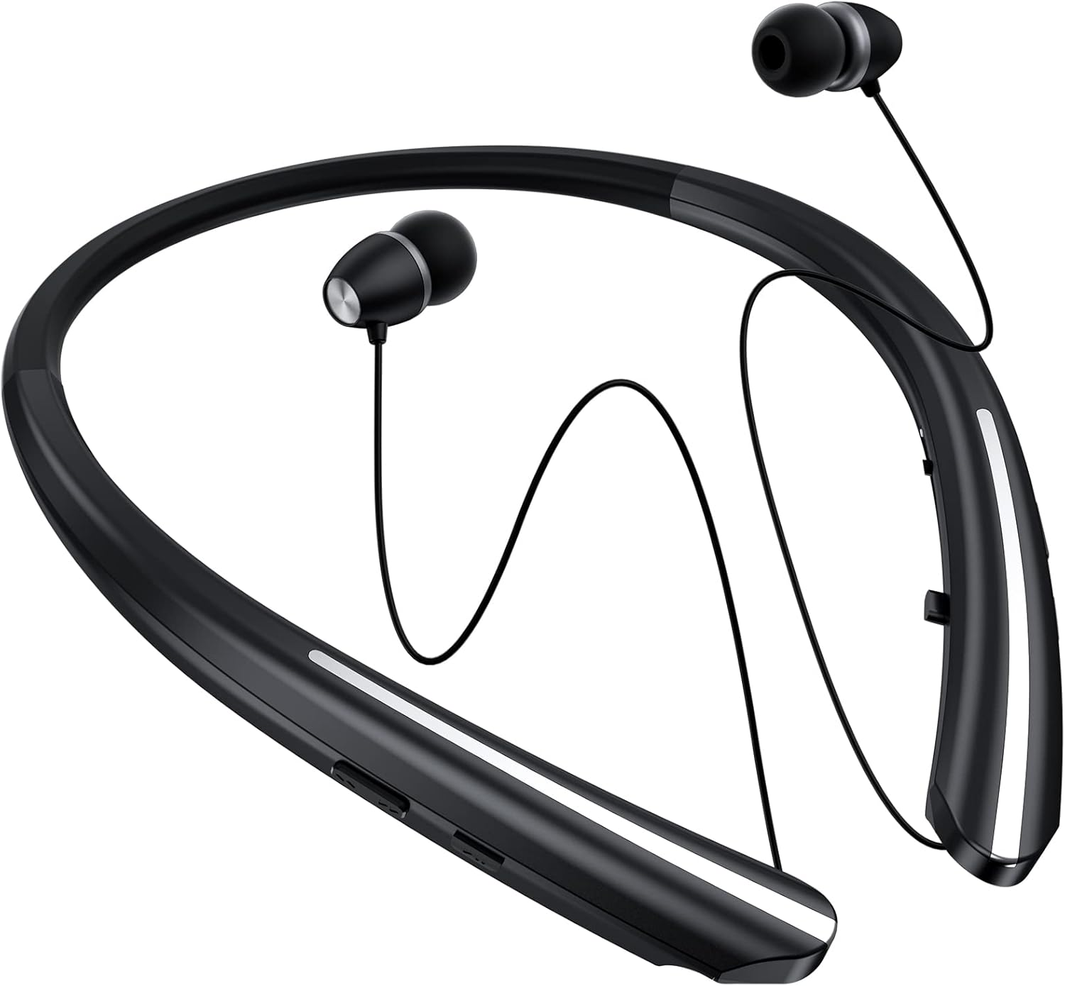 APPINESSEY Bluetooth Headphones Retractable Neckband, Bluetooth Headset with Microphone Vibration Call, Stereo Noise Cancelling Earphones for Workout Sports Driving (Black Pink)