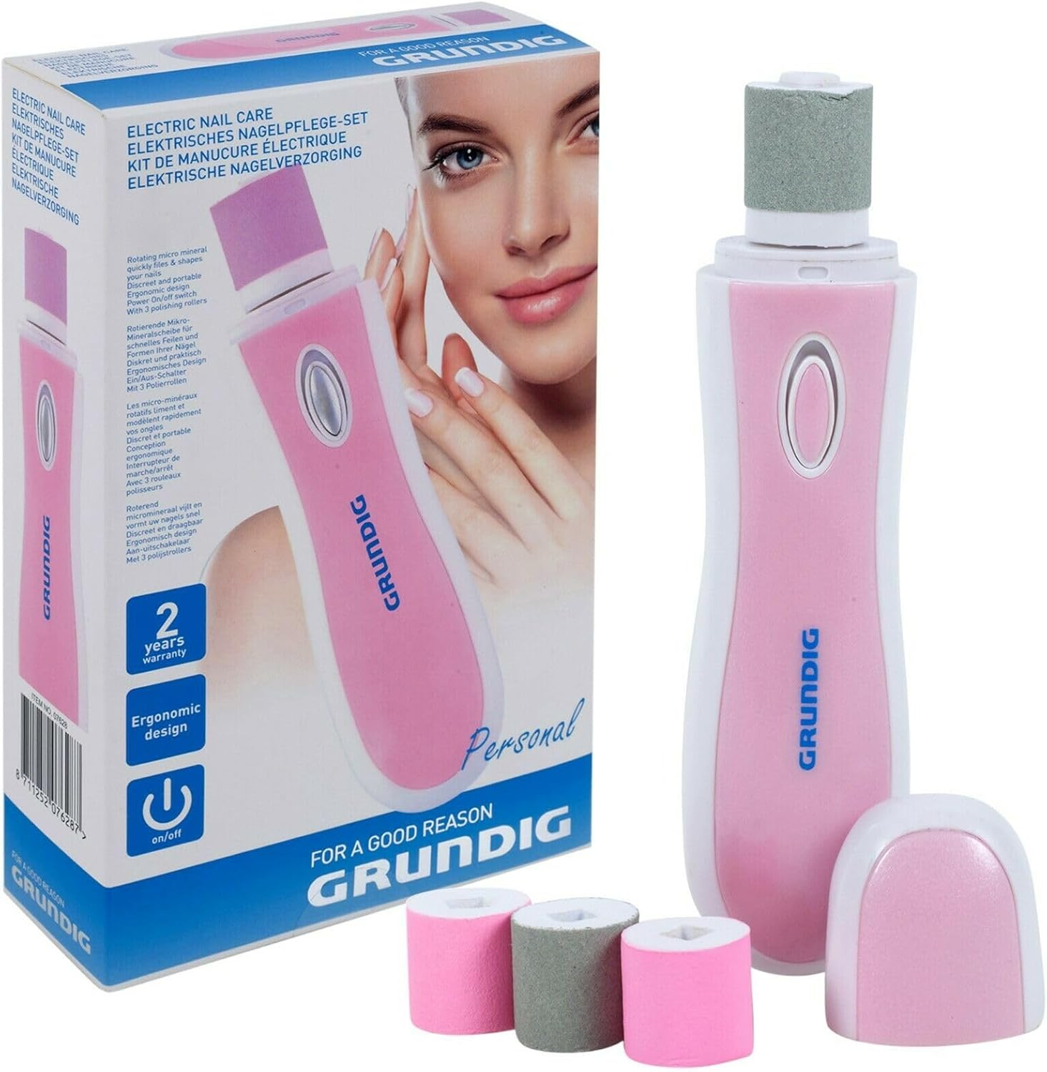 GRUNDIG Electric Nail File with 3 Polishing Rollers Files and Shapes