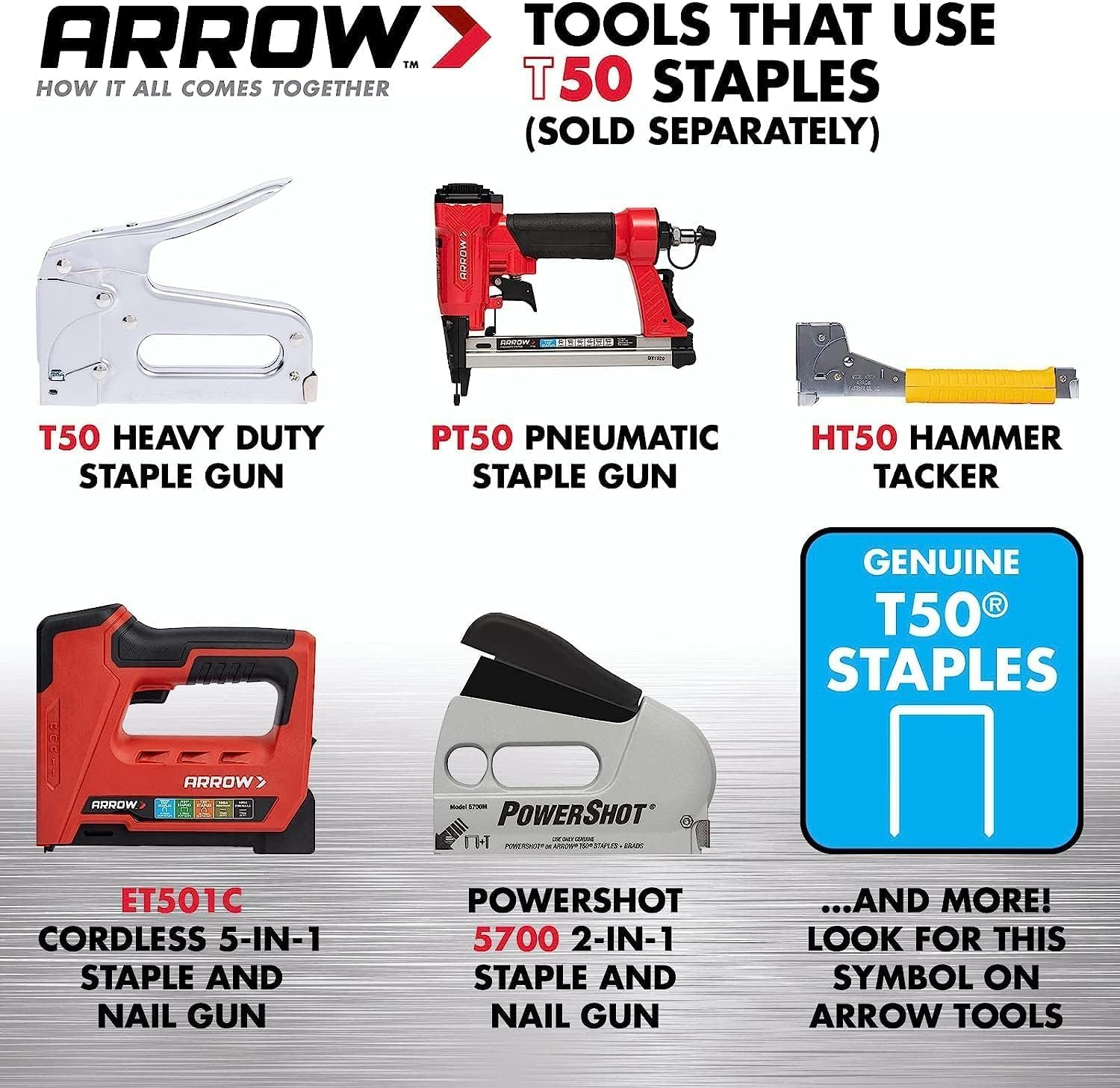 Arrow 509 Heavy Duty T50 Staples 5000-Pieces, 9/16-Inch Length