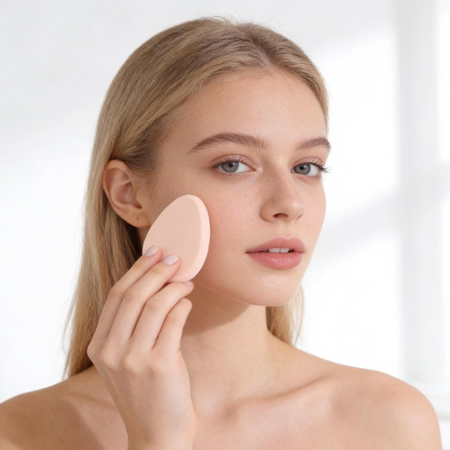 Elevatetech 10Pcs Flat Makeup Sponge Smooth Foundation Sponge Beige Cushion Foundation Puff Forfoundation Concealer and Teardrop Easy Soft Long-Lasting image number 4