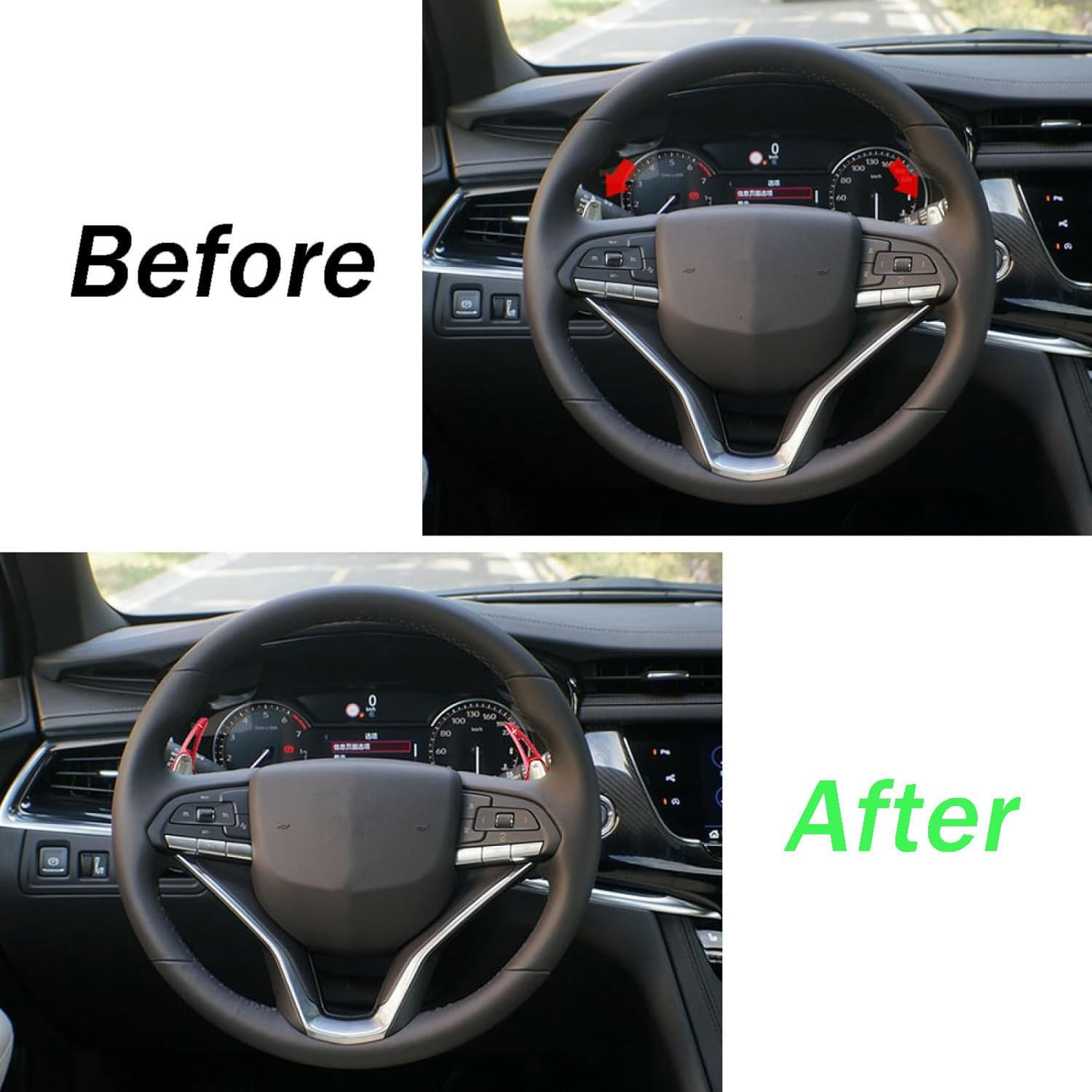 Aluminum Steering Wheel Paddle Shifter Extension Suitable for Guangqi Mitsubishi Outlander Car Steering Wheel Aluminum Alloy Modification Shift Paddles Interior Modification Parts Patch - Red image number 6