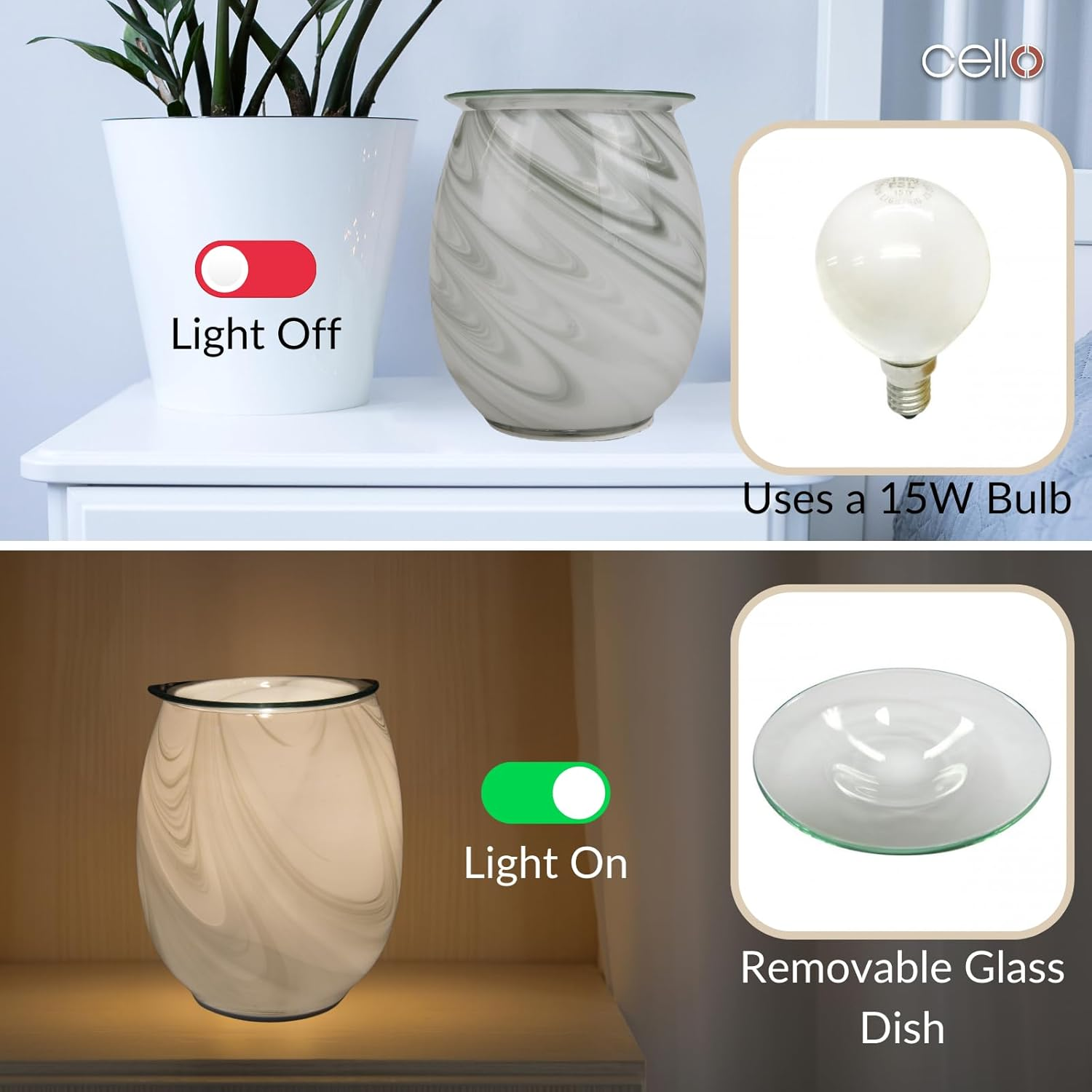 Cello Galaxy Swirl Art Glass Electric Melt Burner - Wax Melt, Electric Diffuser and Oil Burner. New Home Gifts, Home Decor, Room Decor, Bedroom Accessories and Office Accessories. image number 1