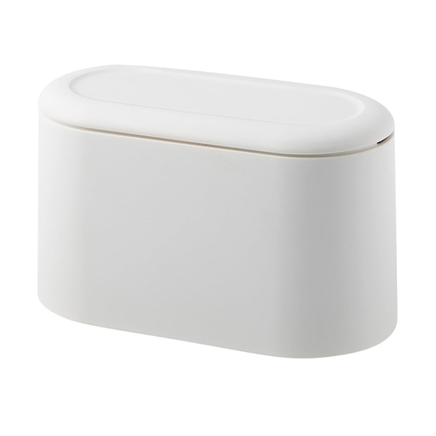 Mini Desk Trash Can with Lid Removable Small Garbage Can,White Pop up Countertop Wastebasket,Counter Garbage Lint Bin for Bathroom,Office,Kitchen,Desk image number 1