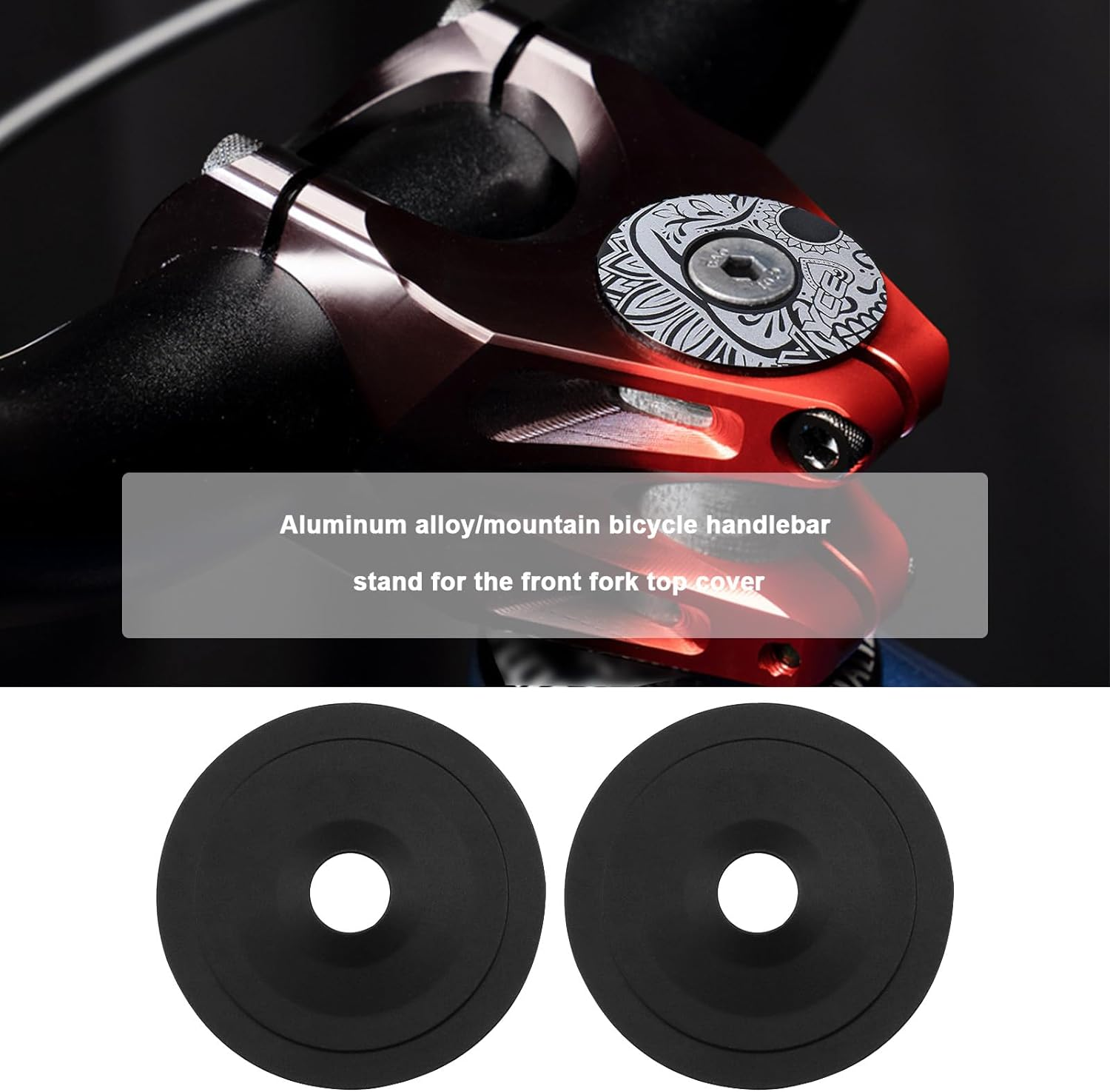 Ecsing 2Pcs Bike Bowl Cover Mountain Bike Handlebar Cover Set Diamond Earphone Cap Compatible with 1/8"(28.6Mm) Stems/Headsets Aluminum Alloy image number 2