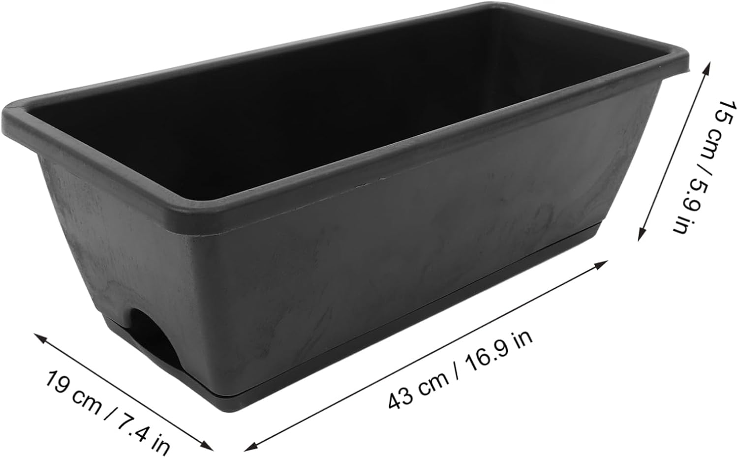 MERRYHAPY 6Pcs Rectangular Plastic Planters Drainage Trays Medium Balcony Flower Pots Outdoor Vegetable Growing Containers Gardening Supplies image number 3