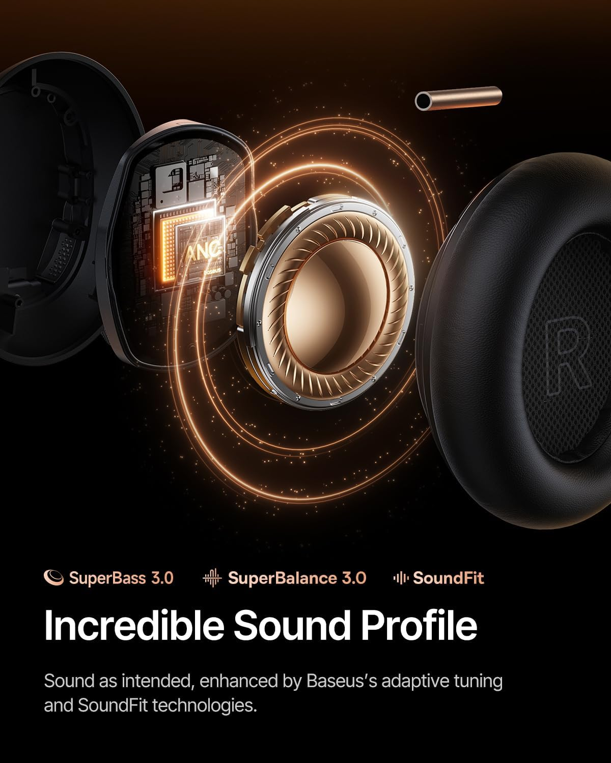 Baseus Inspire XH1 Wireless Noise Cancelling Headphones Twilight Blue (Off-White) image number 1