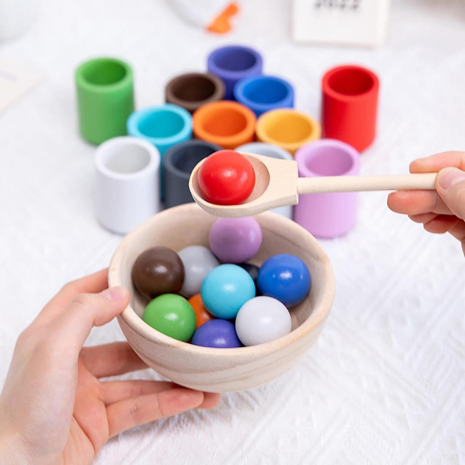 Generic Children Rainbow Balls in Cups Montessori Toy Training Logical Thinking image number 5
