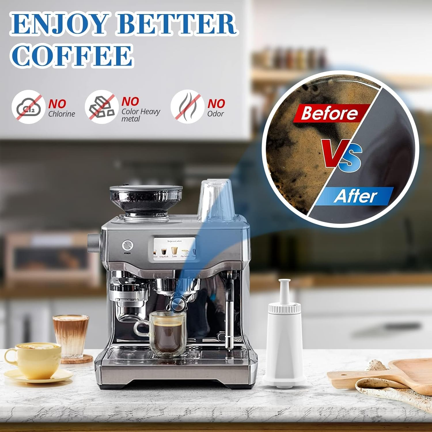 Cabiclean 4 Pack Replacement Water Filter Compatible with Breville Machines, Barista Touch BES880, Barista Pro BES878, Oracle Touch BES990, Oracle Bes980,Dual Boiler BES920, Bambino, Claroswiss & Sage image number 3