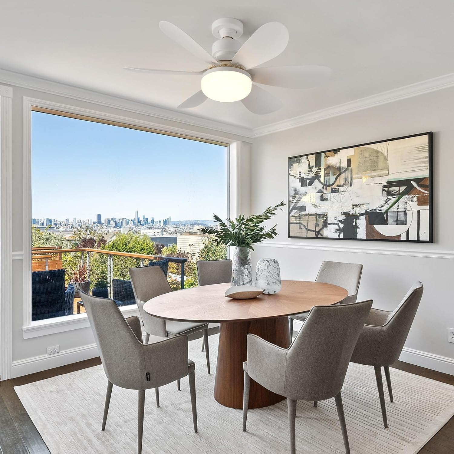 Socket Fan Light with 6 Blades, 3 Color Dimmable & 3 Speeds, 20.5" E27 Base Ceiling Fan with Light for Garage, Bedroom, Bathroom & Kitchen, 40W Screw-In LED Ceiling Fan image number 2