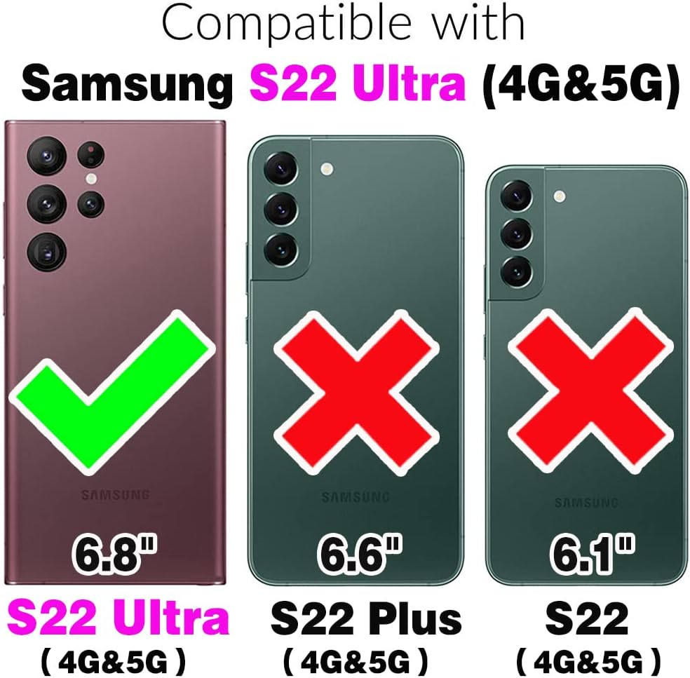 Phone Case for Samsung Galaxy S22 Ultra 5G with Screen Protector Cell Cover Hybrid Hidden Stand Rugged Shockproof Hard Heavy Duty Protective S22Ultra 22S S 22 S22Ultra5G 6.8 Women Men (Black+Black) - Cyan+Rose Red image number 2