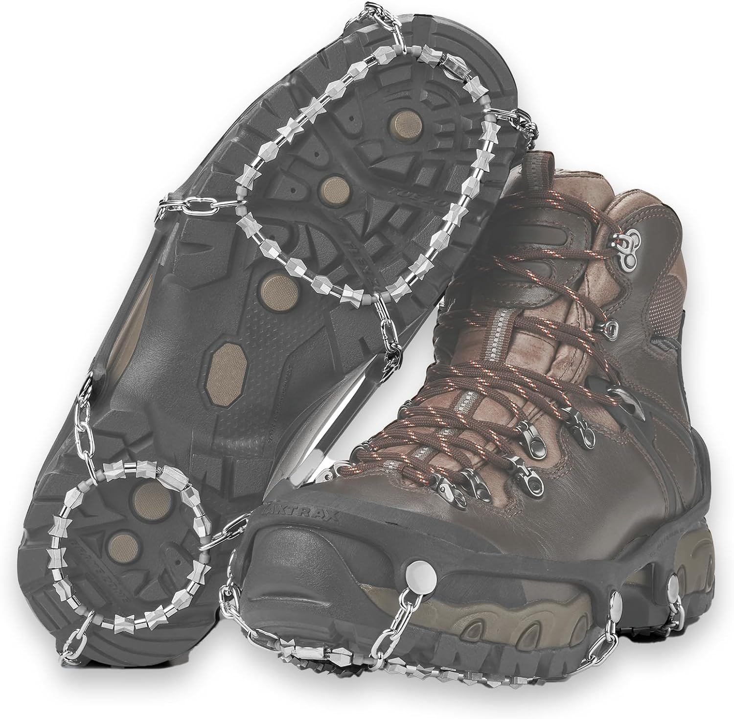 Yaktrax Diamond Grip - Full-Foot Traction on Ice, Snow, & Multi-Terrain Surfaces - Swiveling Diamond Bead Grip Points - Cold-Resistant Easy On/Off Elastic Upper Band image number 5