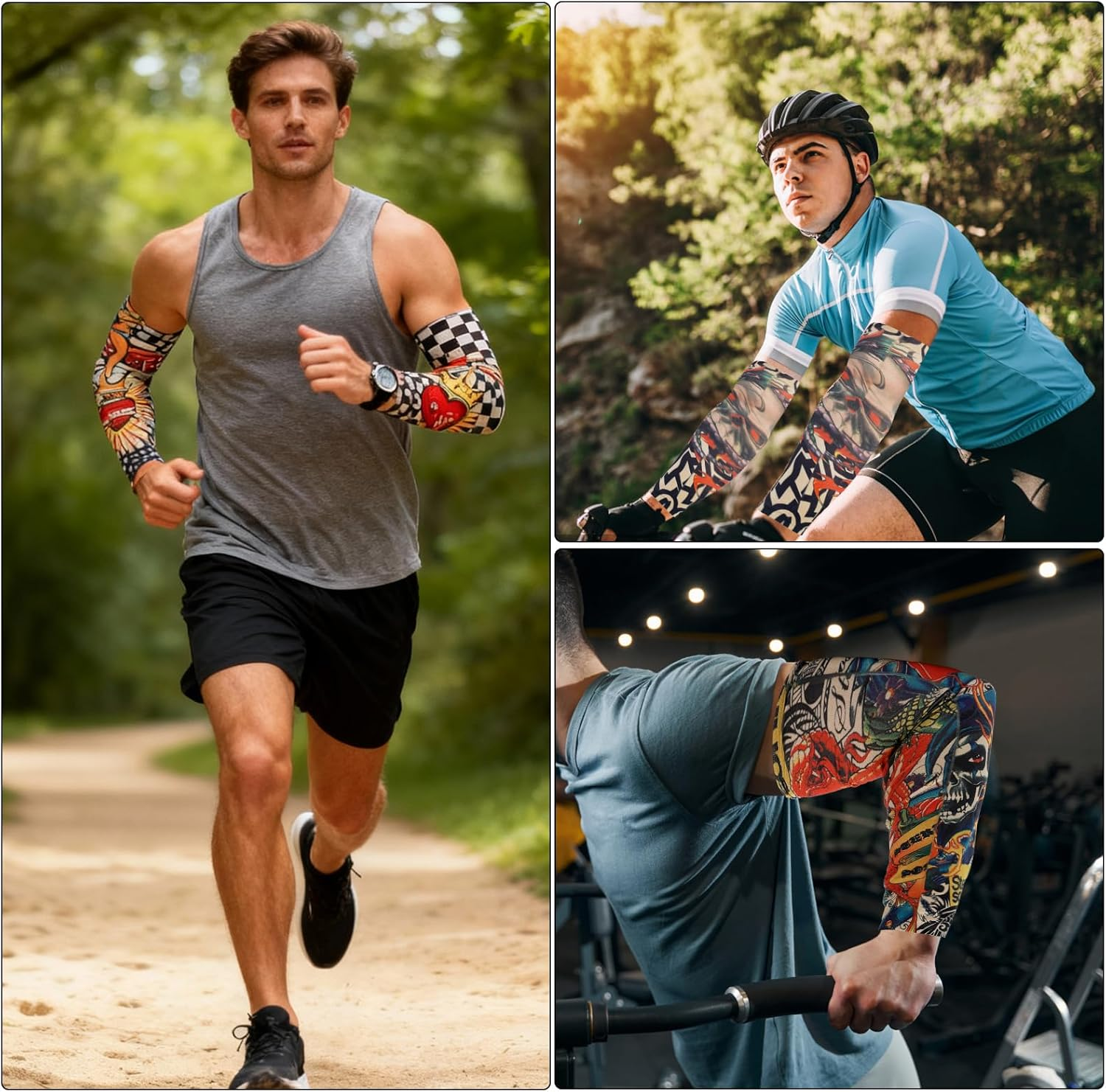 TNSLAND Pack of 16 Tattoo Sleeves, Tattoo Cover, Arm Sleeve Tattoo Arm for Men Women, Tattoo Arm Stockings, Tattoo Sleeve for Sun Protection, Carnival Parties, Warmth (40 X 8.5 Cm) image number 4