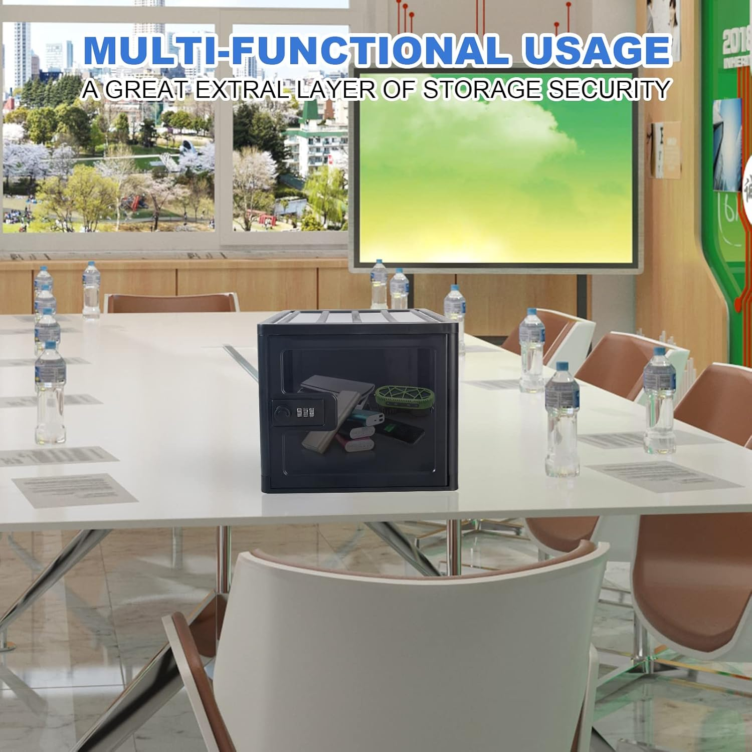 GIIYAA Lockable Box, Clear Lockable Storage Box for Food，Tech and Home Safety, Medicine Lock Box for Safe Medication,Lockable Storage Bin, Tablet Phone Jail Lock Box，Refrigerator Storage Bins (Black) image number 3