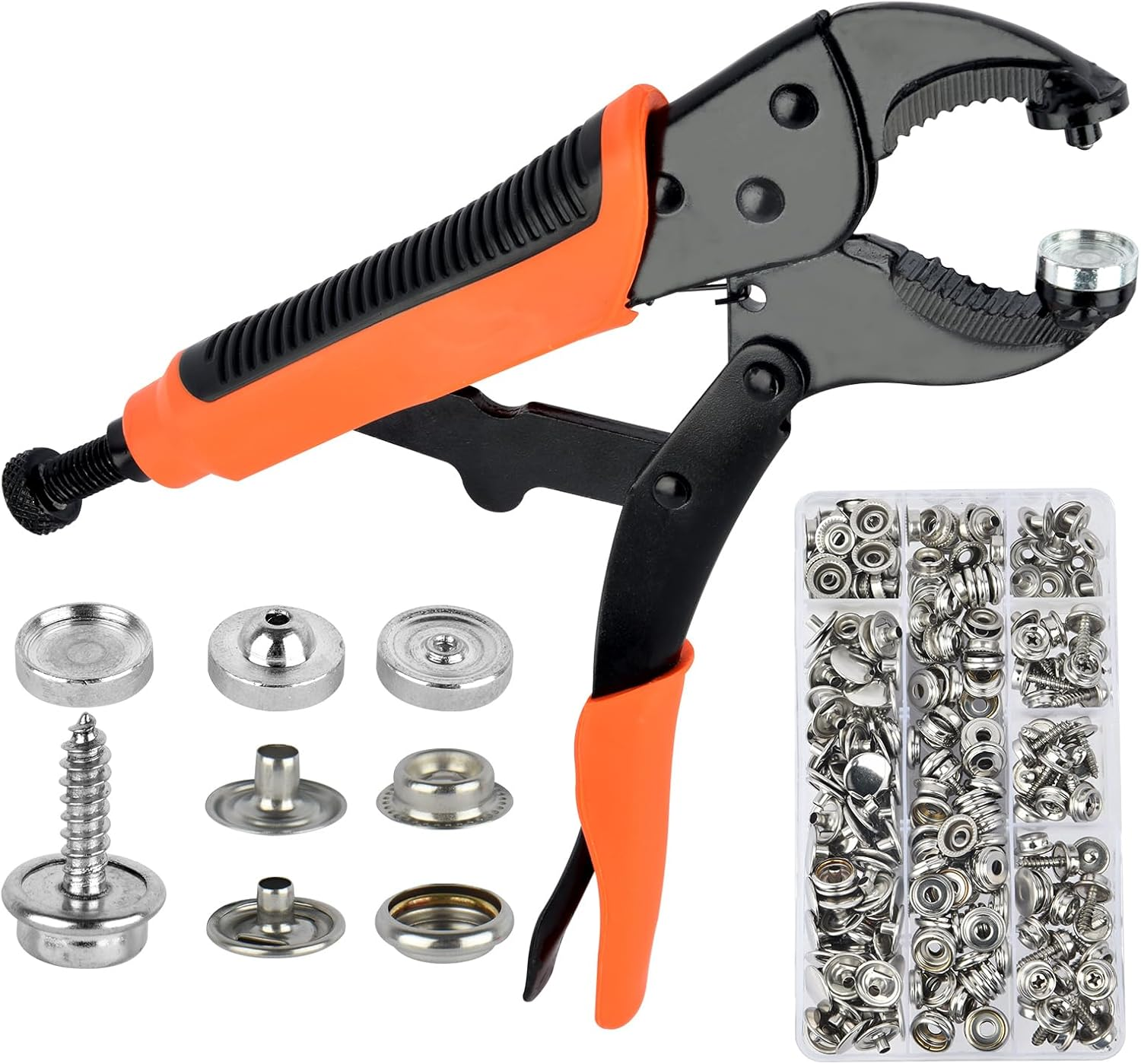 SHAVINGFUN Heavy Duty Snap Fastener Tool, Snap Pliers Tool Kit for Boat Cover Snaps,Punching Function, Snap Button Tool with Adjustable Setter,Replacing Metal Snaps, Repairing Boat Covers, Canvas, Sewing image number 3