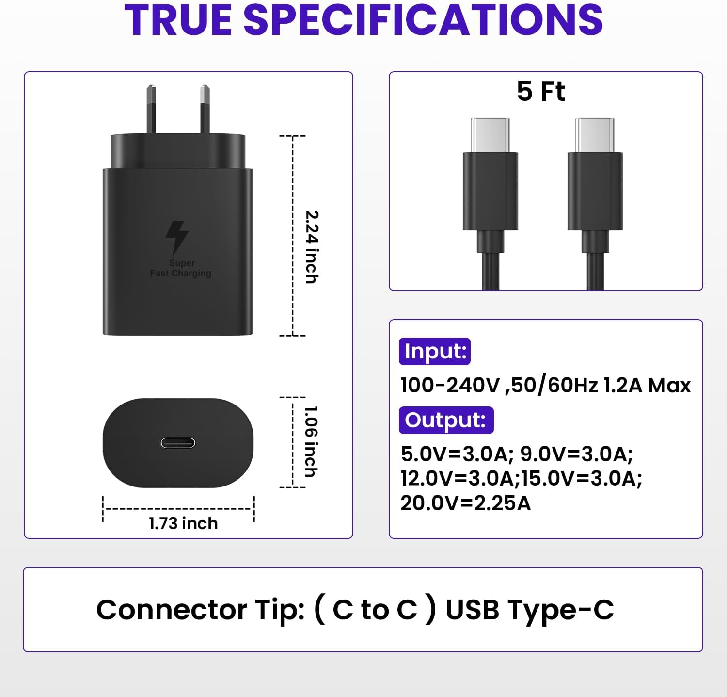 45W USB C Fast Charger for Samsung Type C Android Phone Charging with with 5FT Cable for Samsung Galaxy S24 S23 Ultra/S23/S23+/S22/S22 Ultra/S22+/Note 10/20/S21/S20 image number 4