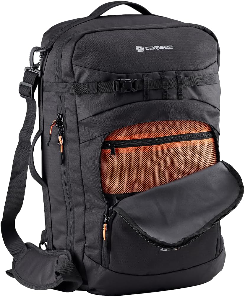 Caribee Altitude Carry-On Backpack, 40 Litre Capacity, Black image number 1