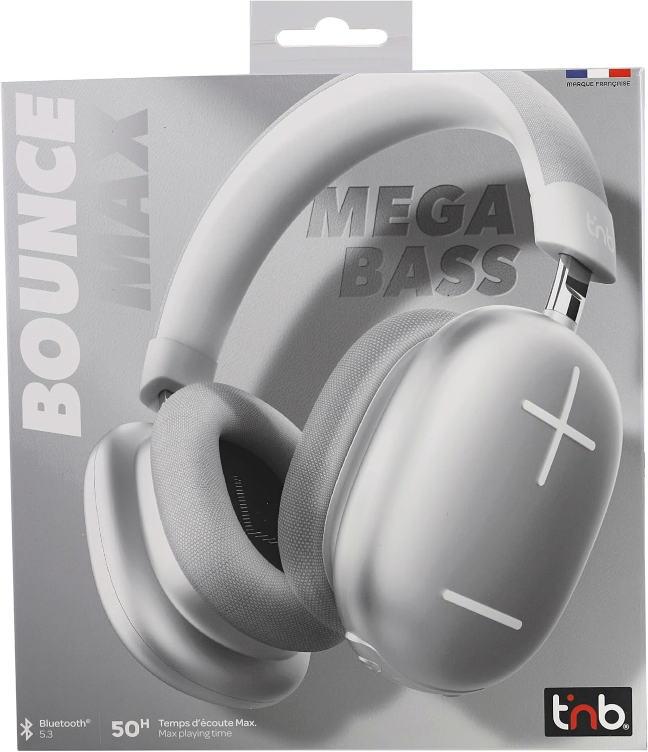 T'Nb Bounce Max Wireless Over-Ear Headphones, New Version, Comfortable and Comprehensive, with Bluetooth Connection, Stereo Sound with Built-In Microphone, Battery Life up to 50 Hours - Silver image number 2