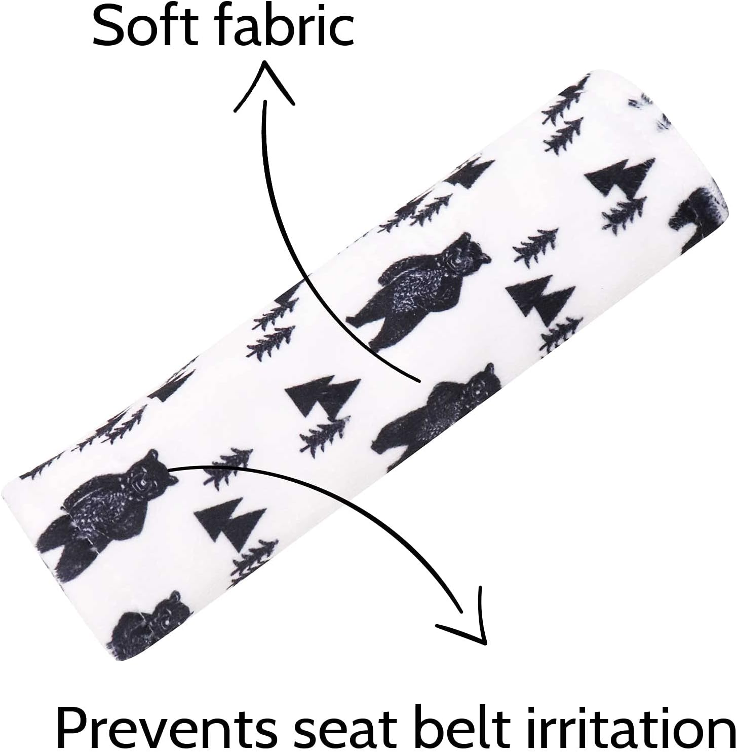 Baby Car Seat Belt Covers, Adventure Mountain Car Seat Straps Shoulder Pads for Girls Boys, Minky Seat Belt Protectors for Car Seats/Pushchair/Stroller, for Kids Newborn Infants Toddlers - Bear image number 3