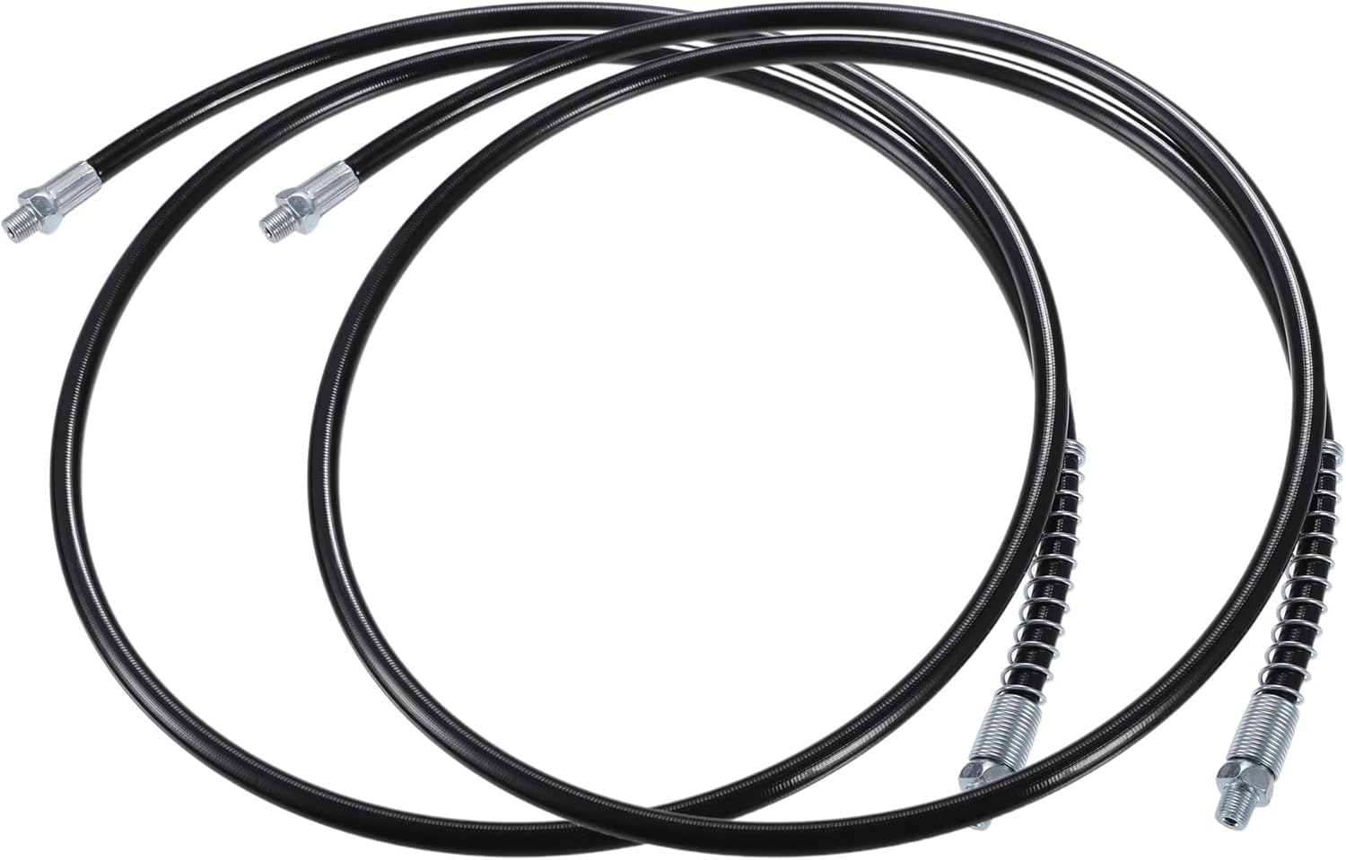 X AUTOHAUX 2Pcs 59 Inch Universal 1/8" NPT Grease Gun Flex Hose - Trailer Flex Grease Hose Extension Non-Slip - Metal Black image number 1