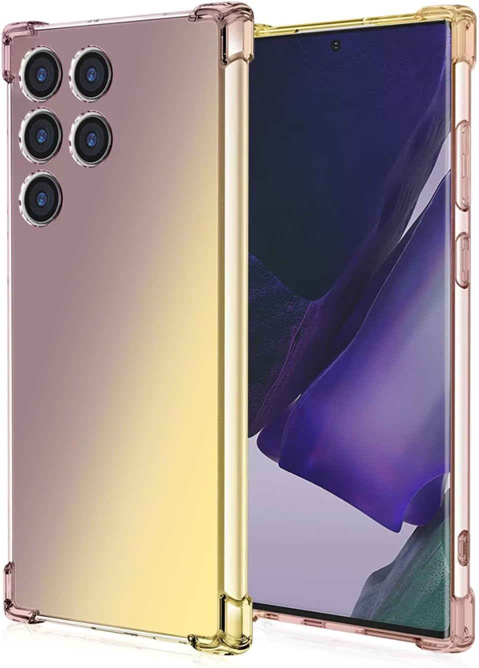 HONLEN Case for Smartphone, Compatible with Redmagic 10 Pro Case, (6.85 Inches) Transparent Gradient Design TPU Silicone Mobile Phone Case, Reinforced with Four Corners Cover Pink Green