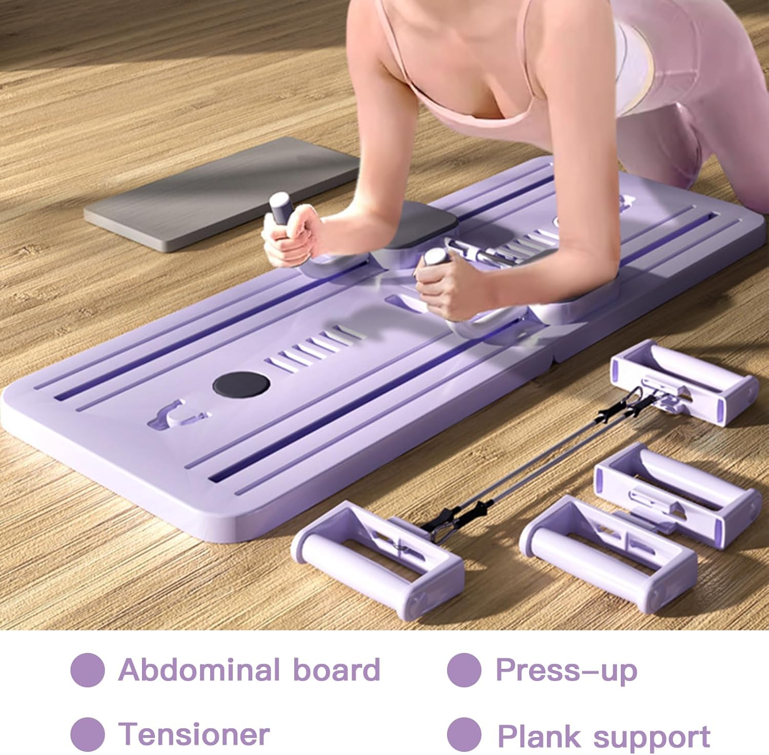 Reformer Pilates Machine, Adjustable Resistance Pilates Board, Portable Foldable Abdominal Fitness Board, Ab Roller Exercise Wheel Home Gym Equipment, for Full Body Workout image number 1