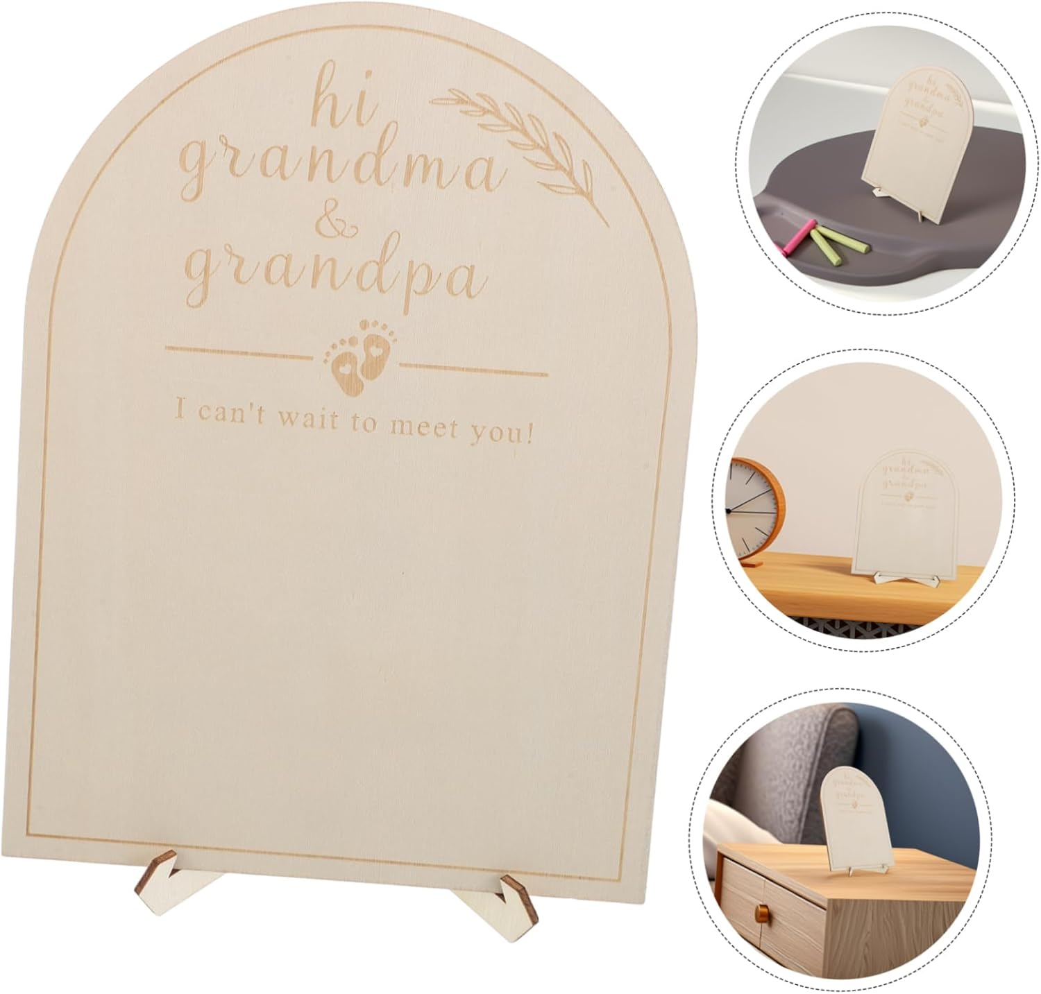 SECFOU Personalised Milestone Photo Board Wooden Announcement Sign Classic Decor for Nursery Newborn Shower image number 5