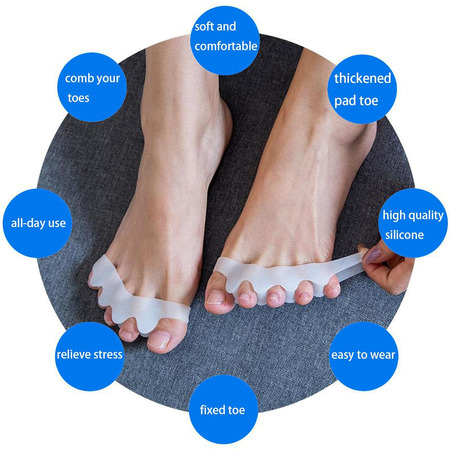 Toe Separator,6 PCS Toe Spacers for Men & Women,Correcting Bunions and Restoring Toes to Their Original Shape(Blue/Pink/White) image number 2