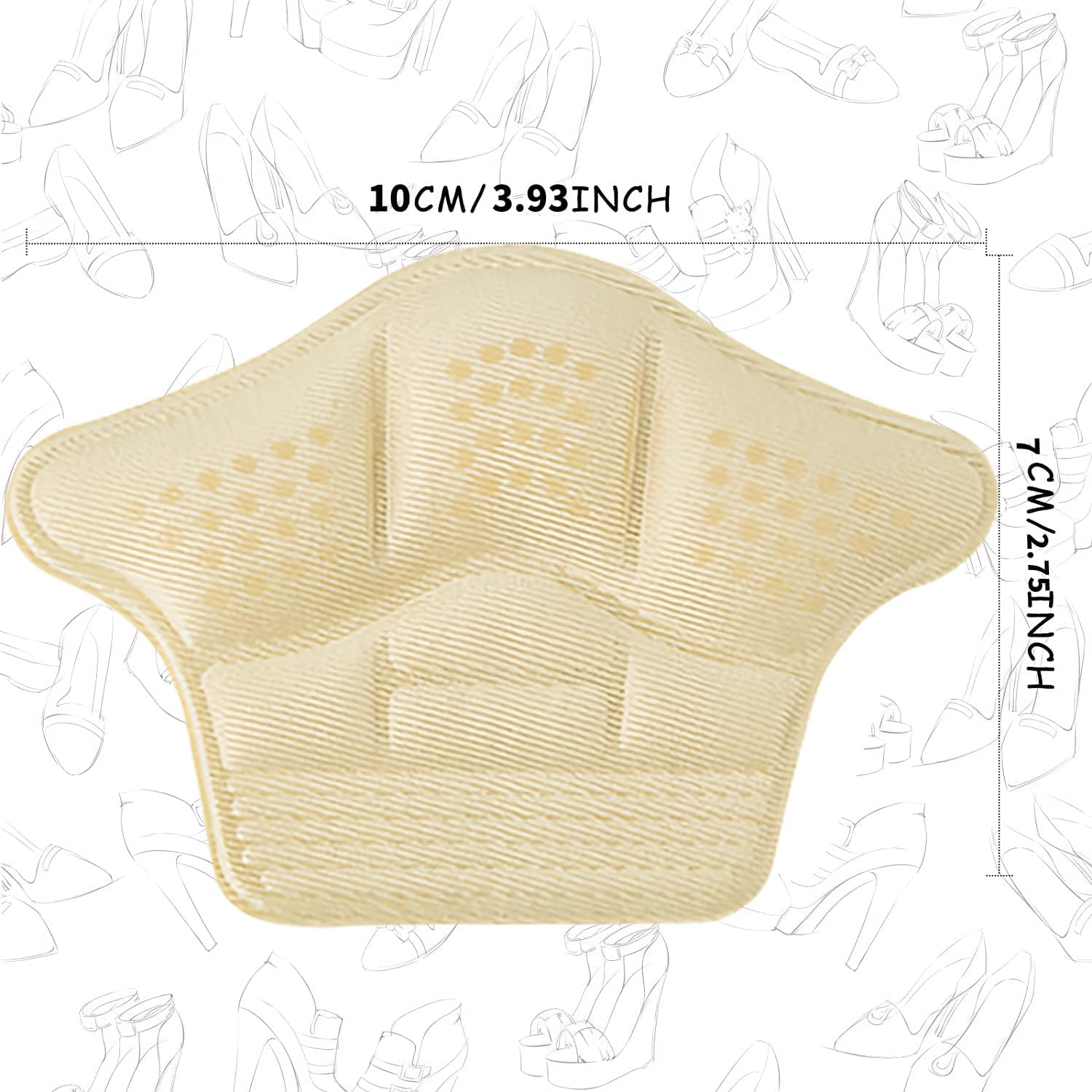 YBVABE Heel Cushion Inserts - 8Pieces Heels Grip Anti-Slip Leather Shoe Pads with Silicone Dots, Reusable Adhesive Thick Back Insoles for Boots & Sports Shoes, Heel Blister Protectors for Women & Men, Ideal for Loose Shoes (8 Beige) - Blackbeige image number 7