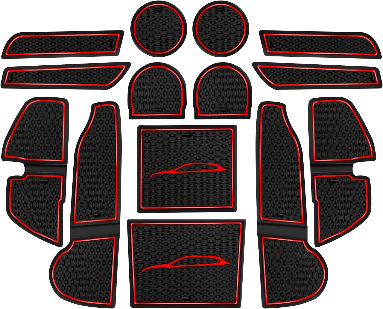 14 PCS Pads Fit for Subaru Impreza 2017-2022 & Fit for Subaru Crosstrek 2018-2023 Accessories, Upgraded Custom Non-Slip Cup Holder Inserts, Center Console Liners, Door Pocket Pads (Red)