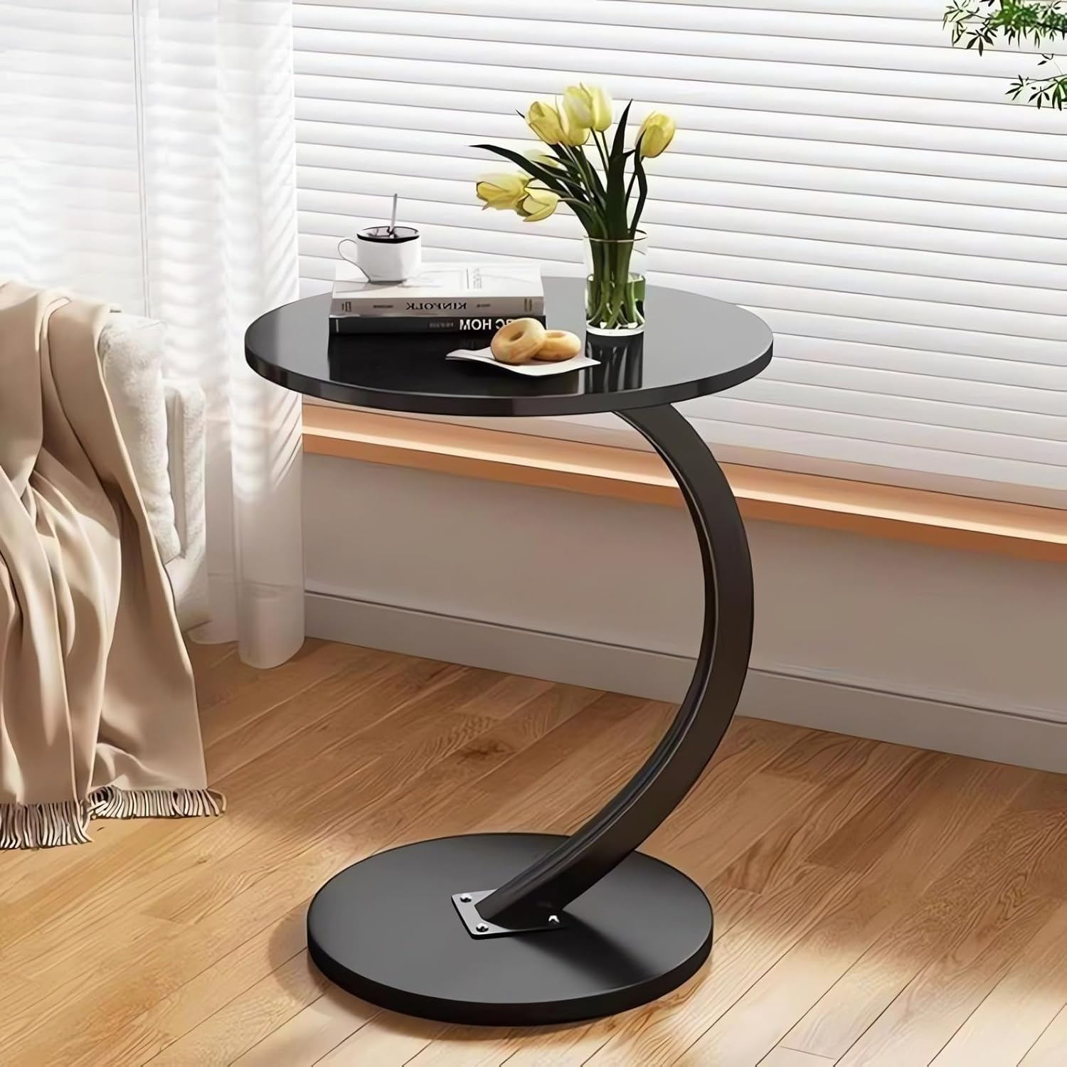 Coffee Table, End Tables, Sofa Side Table, Suitable for Living Room, Bedroom, Balcony Table T710 (Black)